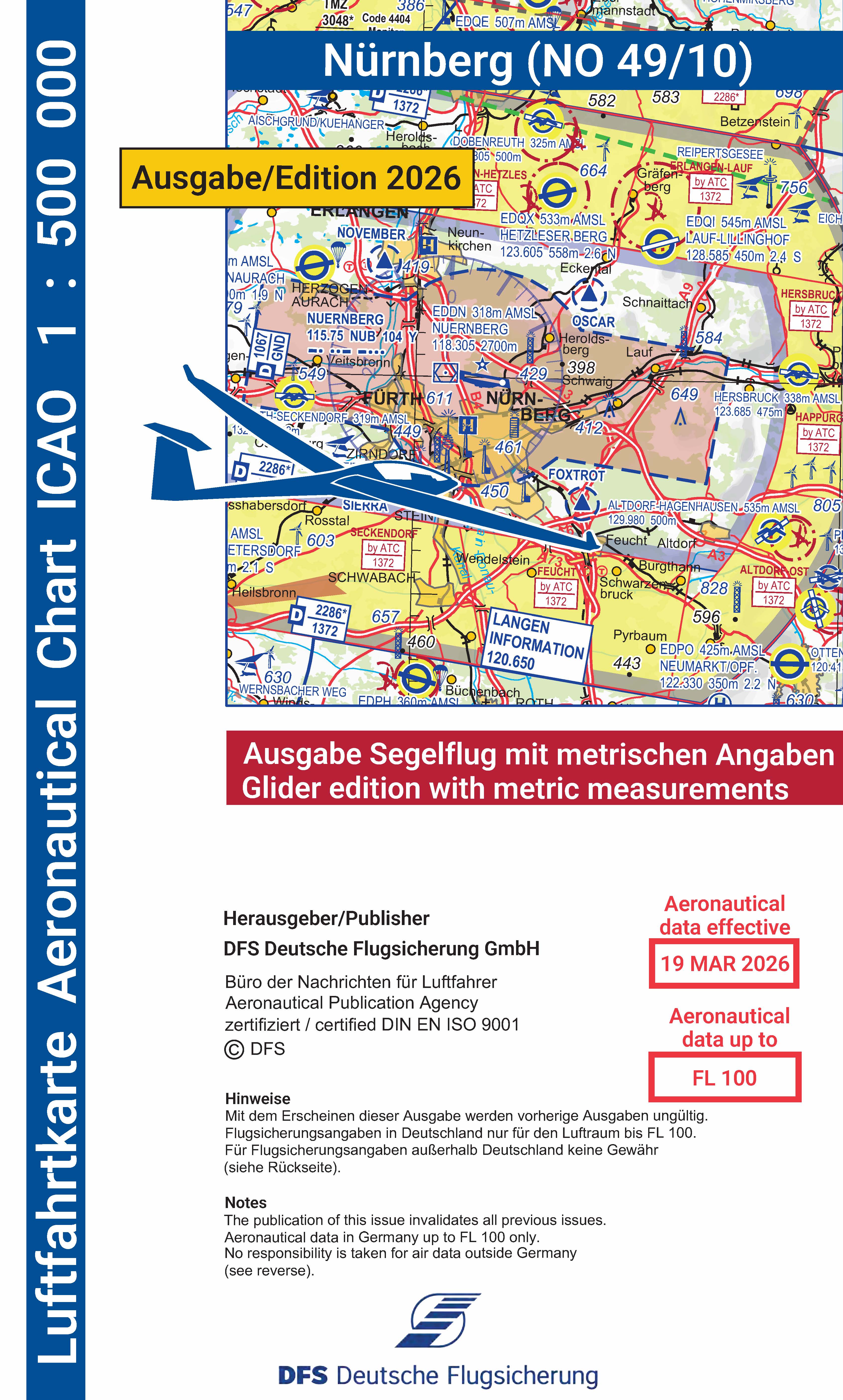 ICAO-Karte (Ausgabe 2026) 1:500.000, Segelflug, plano / Papier mit Folie Vorbestellung