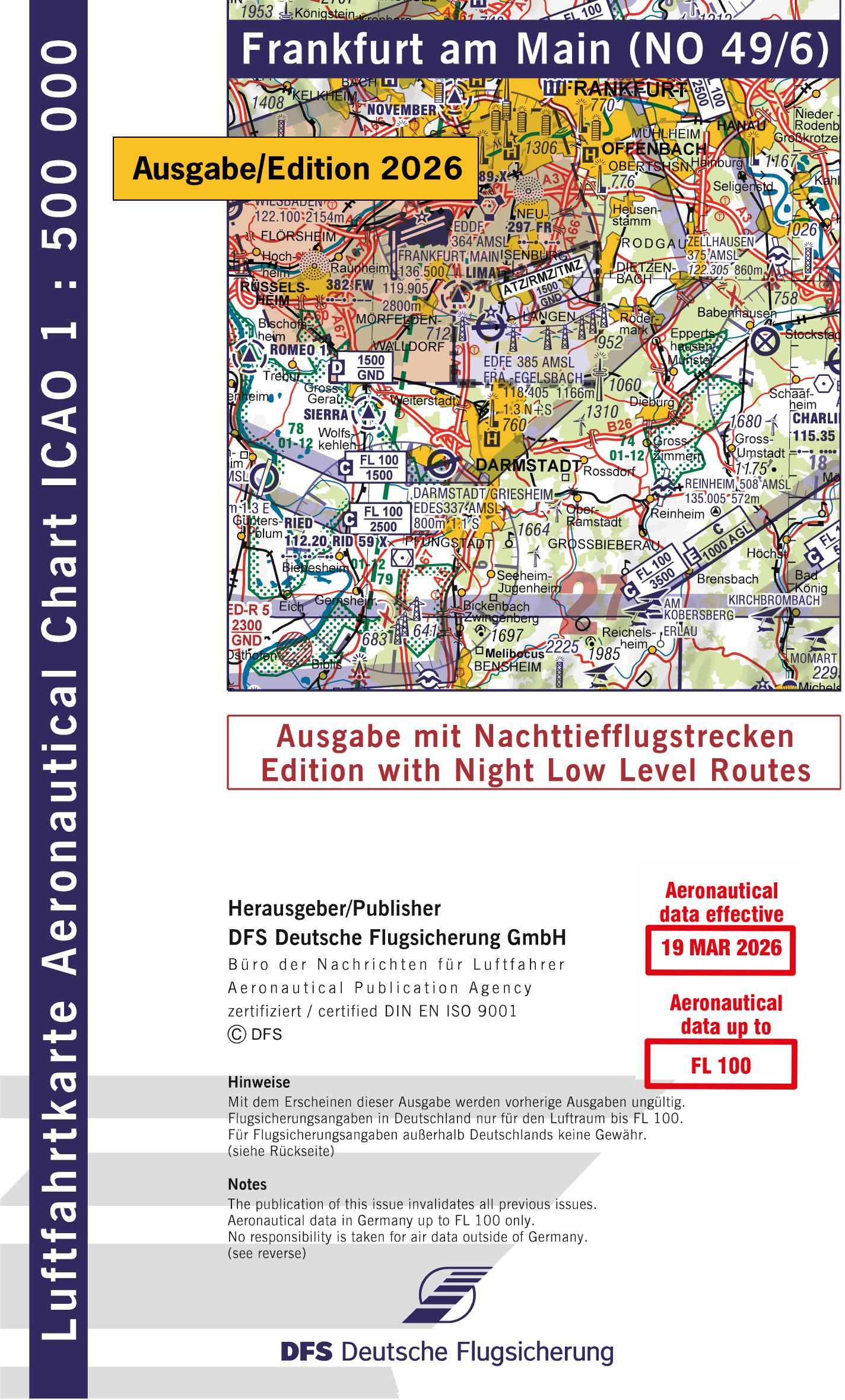 ICAO-Karte (Ausgabe 2026) 1:500.000, Nachttiefflug, plano/ Papier mit Folie Vorbestellung   