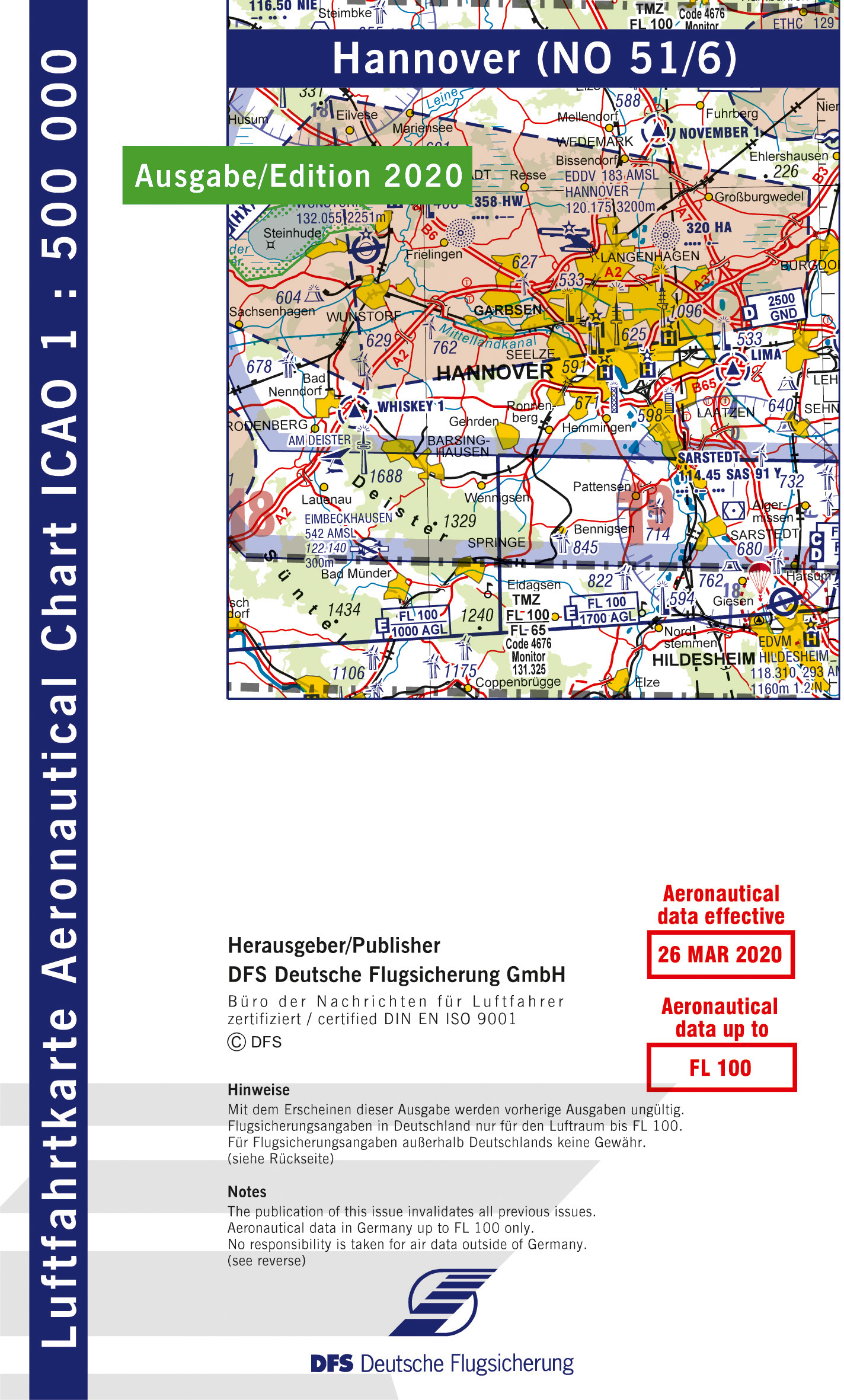 ICAO-Karte, Blatt Hannover (Ausgabe 2020), Motorflug 1:500.000