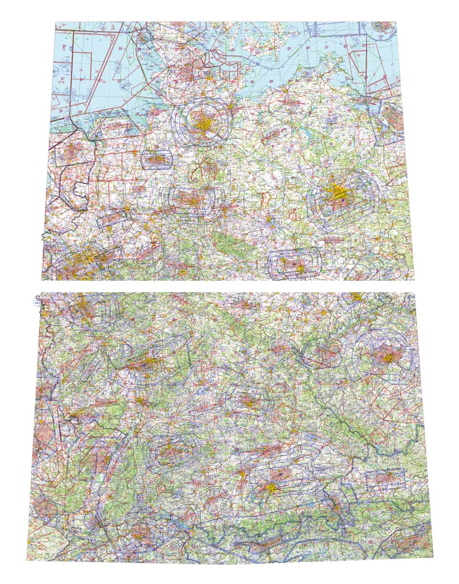ICAO Wandkarte Deutschland, Blatt NORD + SÜD (1:500.000, Ausgabe 2023)