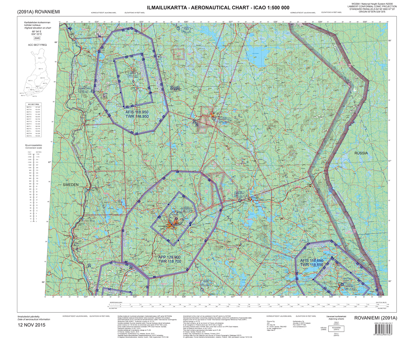 ICAO-Karte Finnland: Rovaniemi Ausgabe 2025-Vorbestellung
