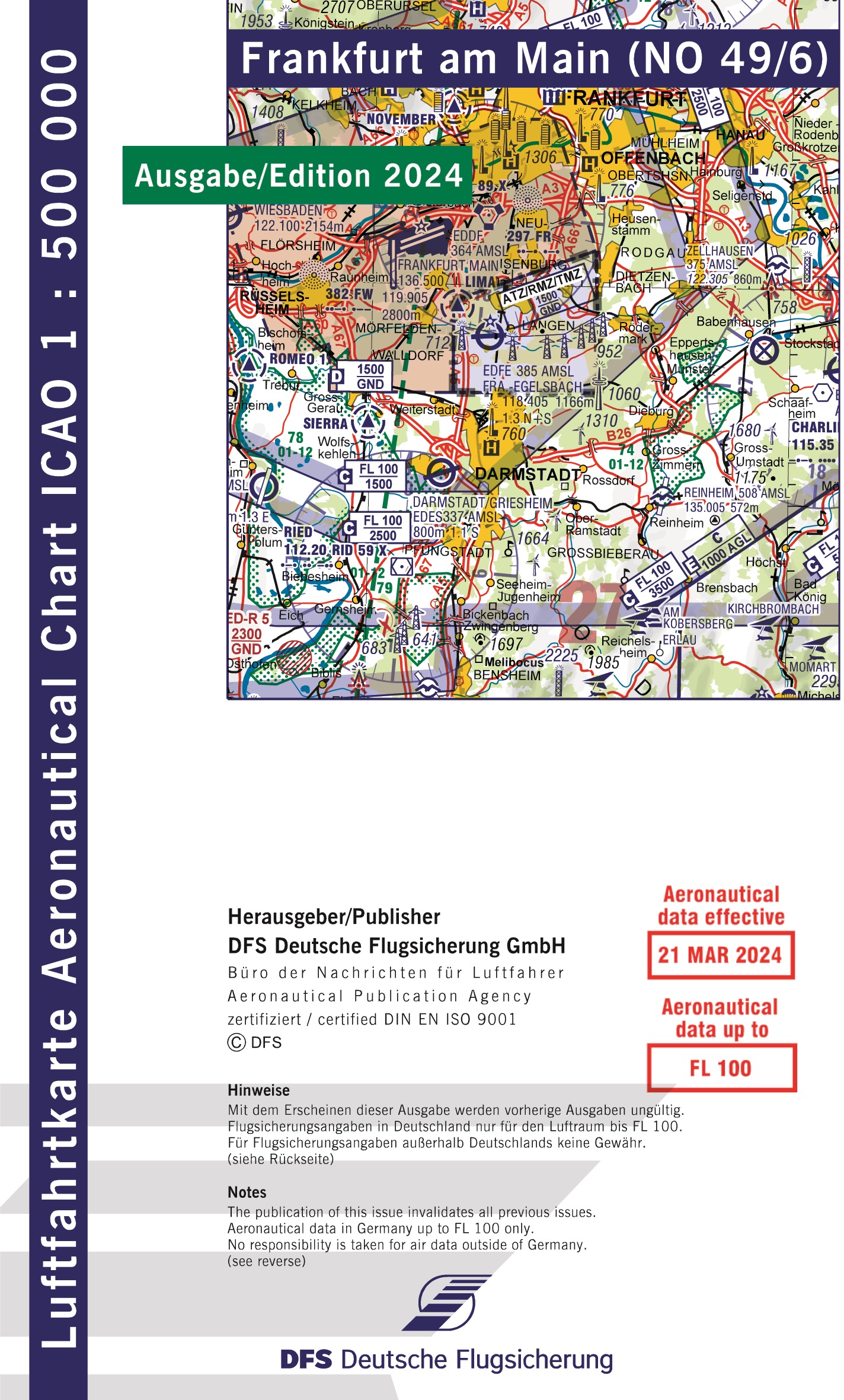 ICAO-Karte, Blatt Frankfurt (Ausgabe 2024), Motorflug 1:500.000