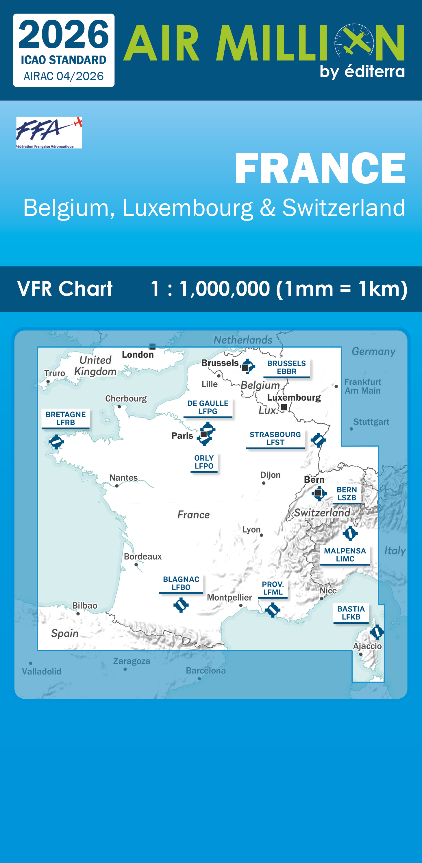 AIR MILLION: VFR-Karte France 1:1.000.000 (Edition 2026) 