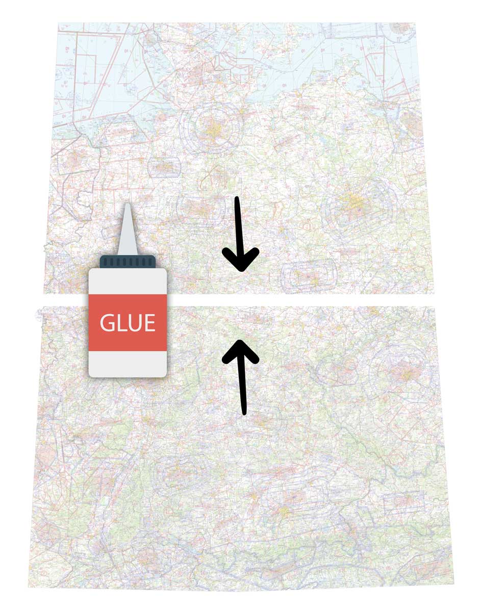 Montage der ICAO Wandkarte Deutschland – NORD + SÜD