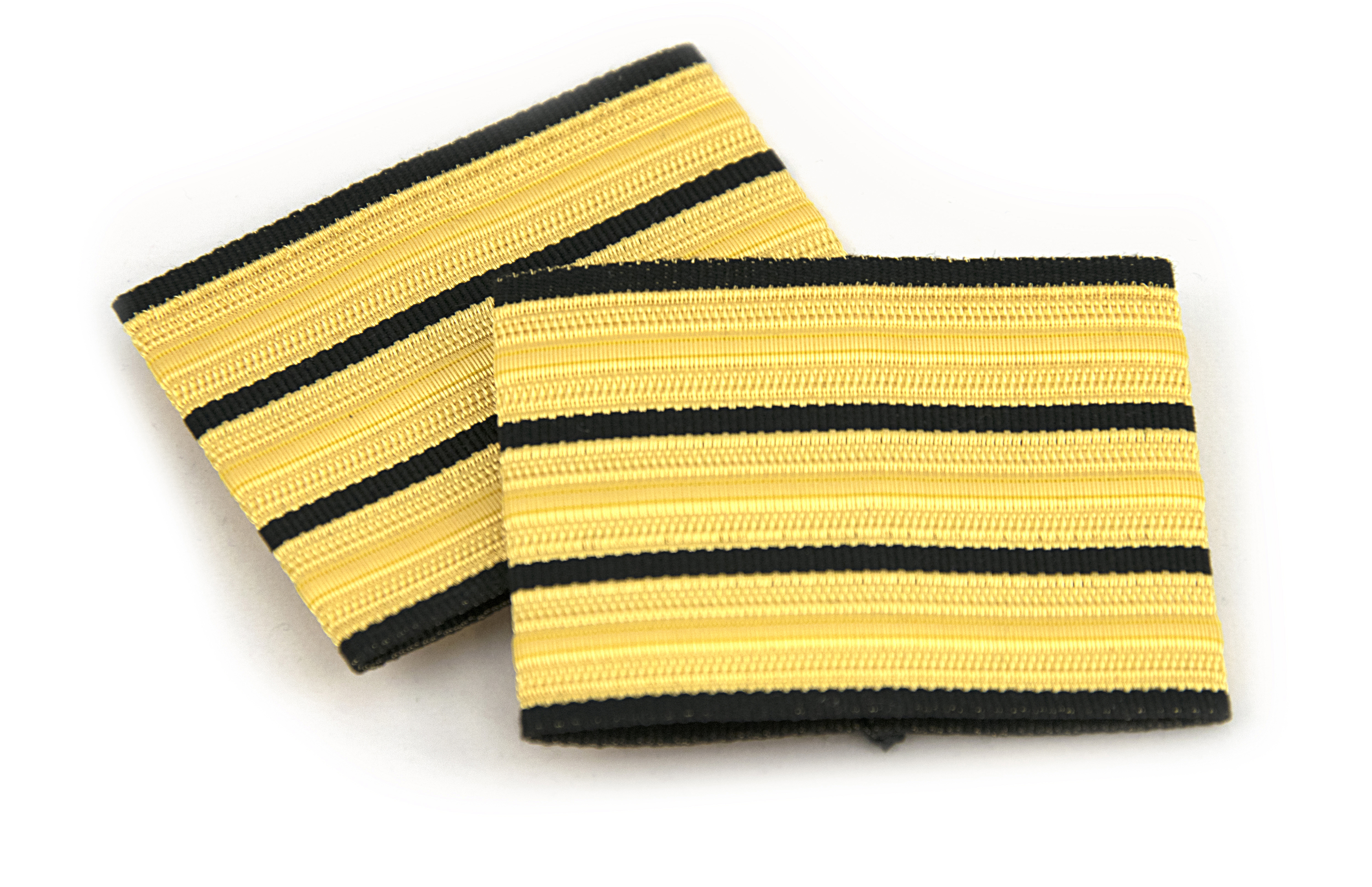 Schulter-Rang-Streifen 3er "First Officer", gold, schmal