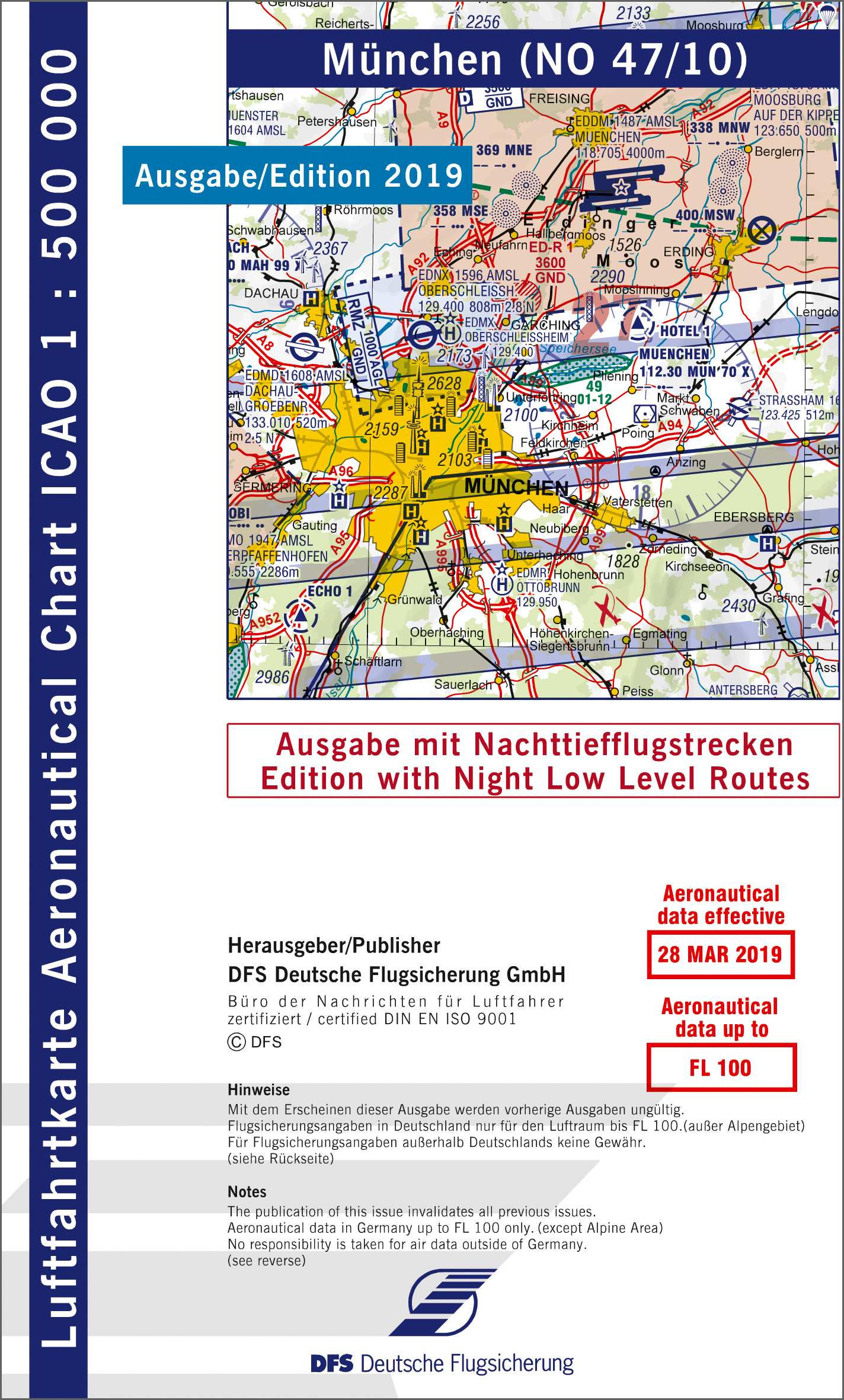 ICAO-Karte, Blatt München (Ausgabe 2019), Nachttiefflugstrecken 1:500.000