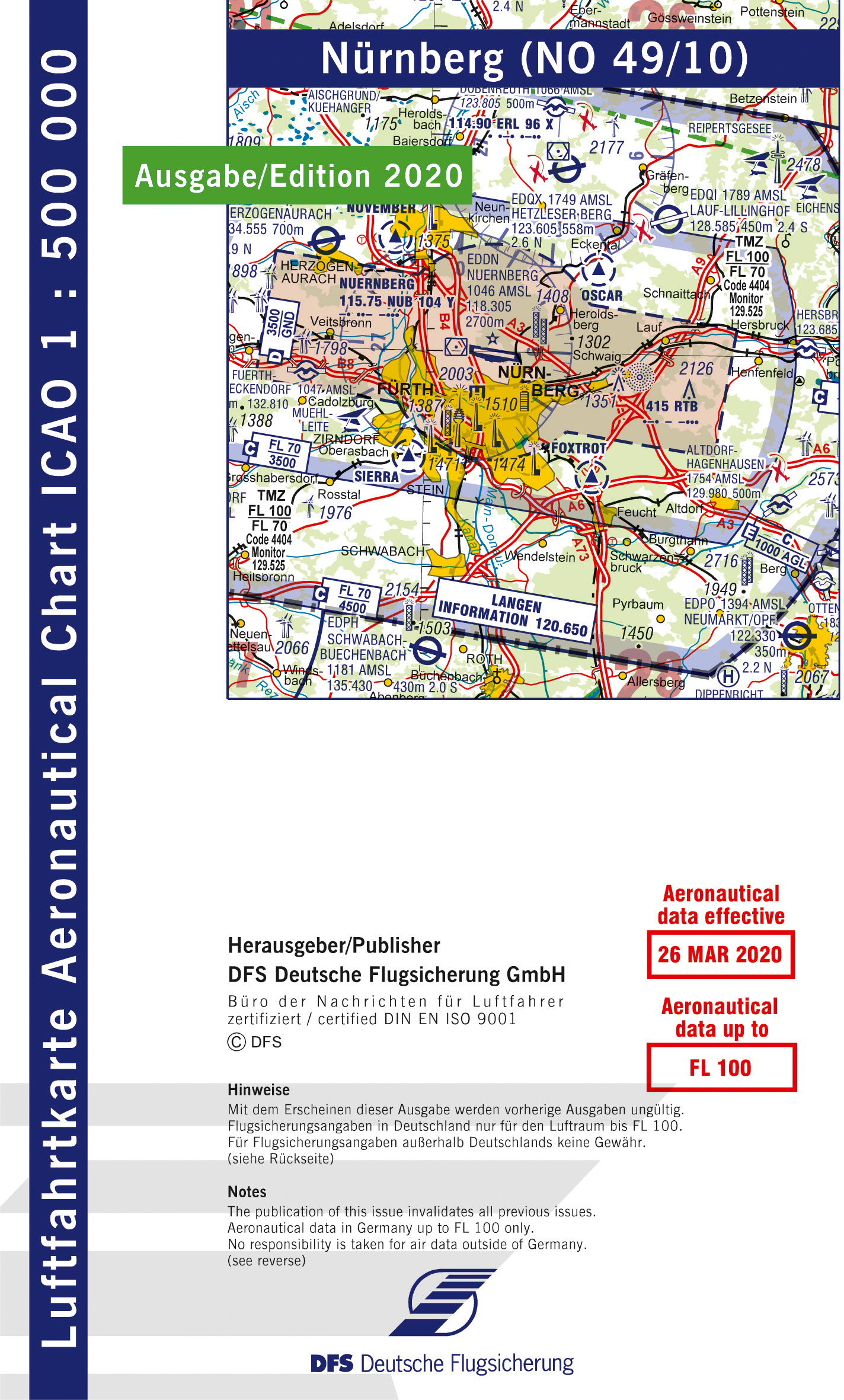 Aeronautical Chart ICAO 1:500.000, Nuremberg (Edition 2020) (preorder)