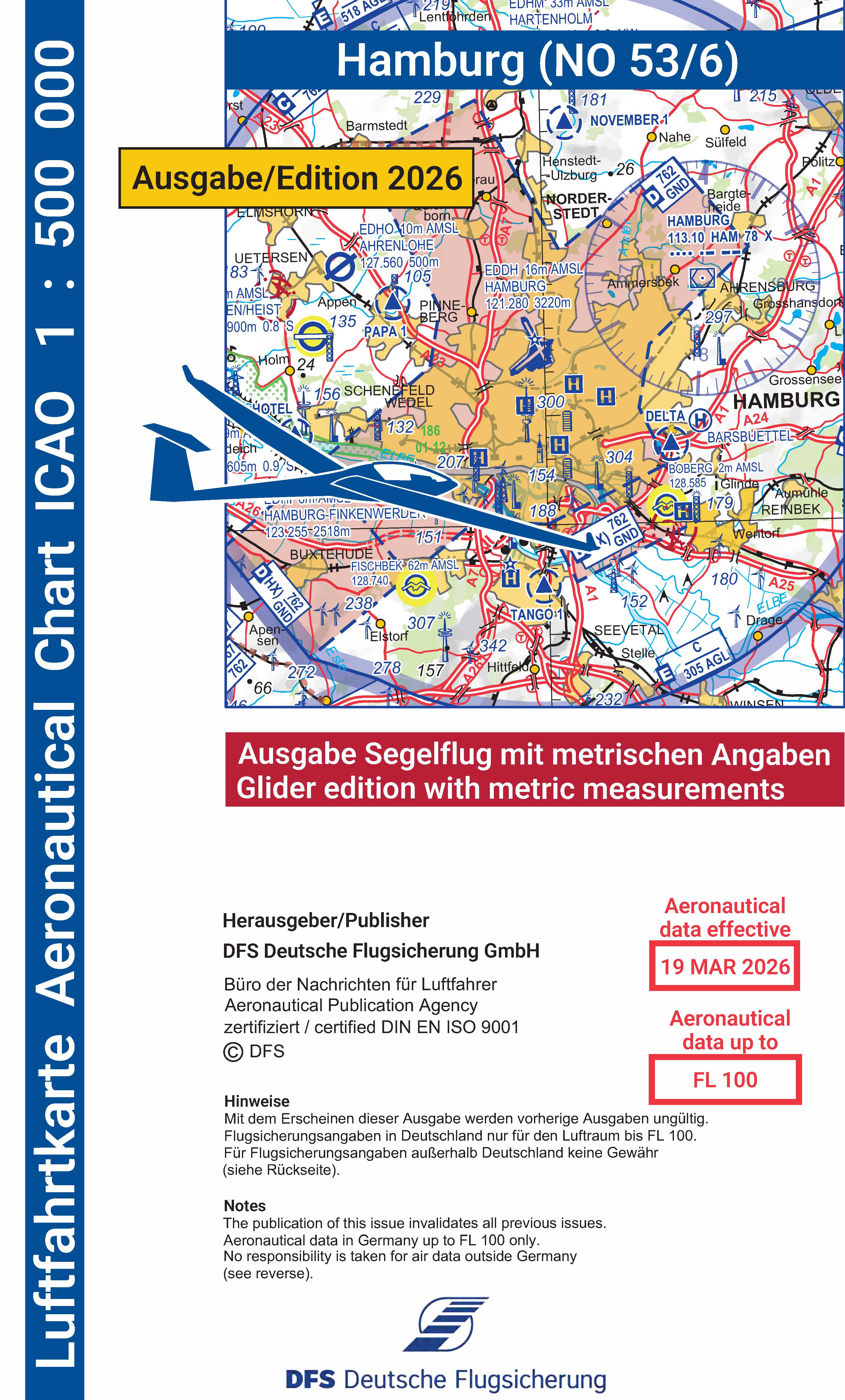 ICAO-Karte (Ausgabe 2026) 1:500.000, Segelflug, gefalzt / Papier Vorbestellung