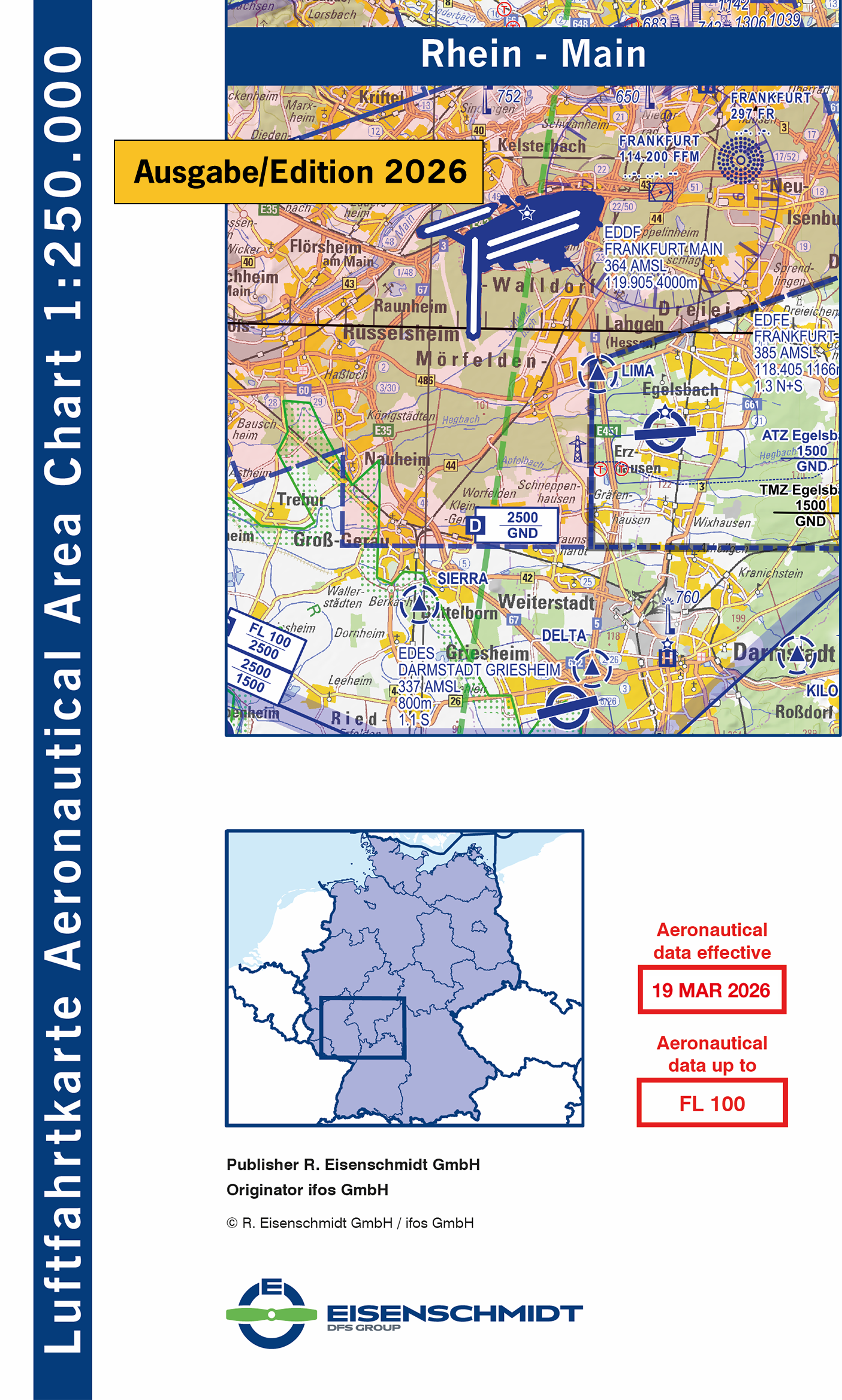 Aeronautical Area Chart (AAC250) 1:250.000 Blatt Rhein-Main 2026 - Vorbestellung