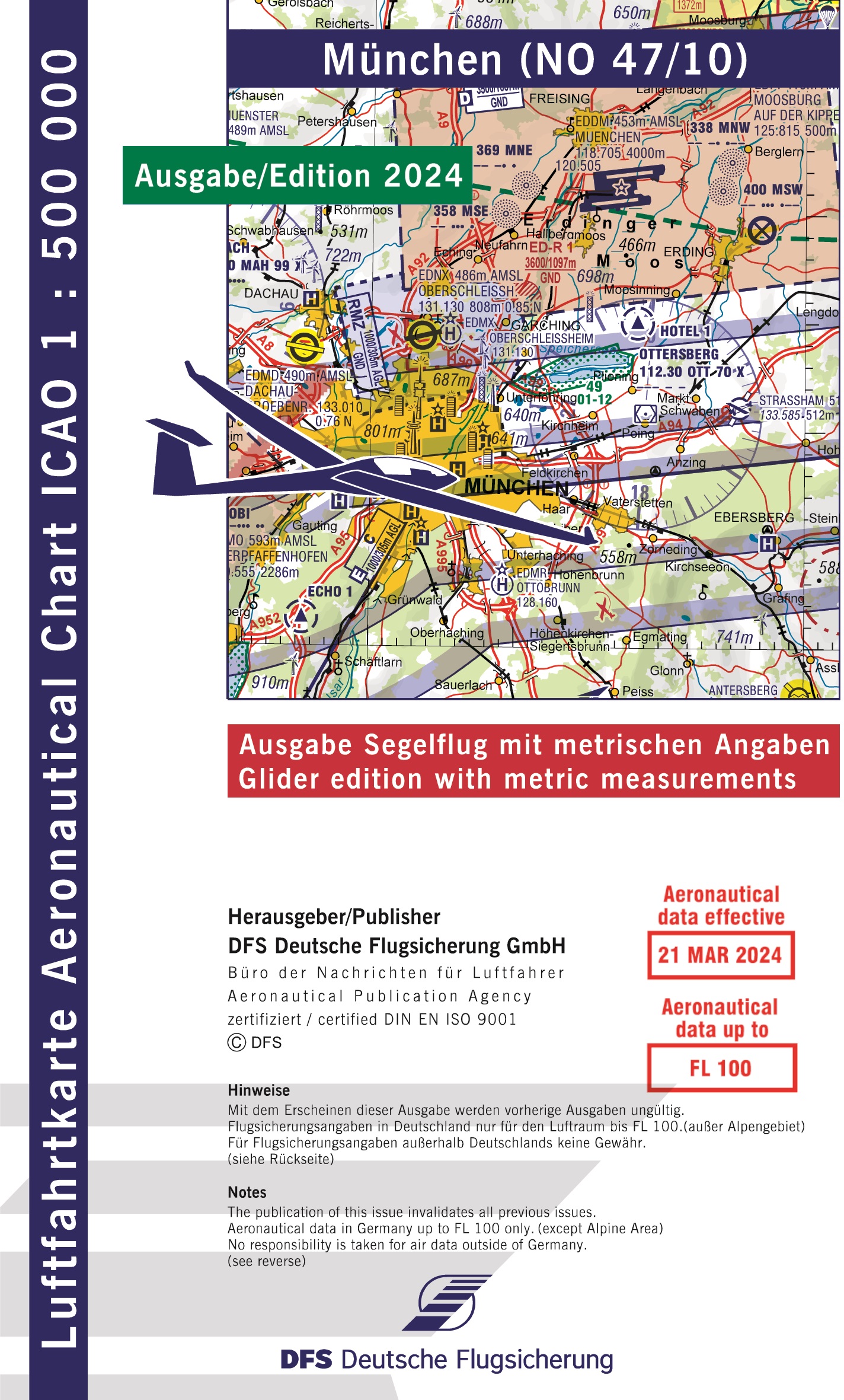 ICAO Glider Chart 1: 500.000, Munich (Edition 2024) 