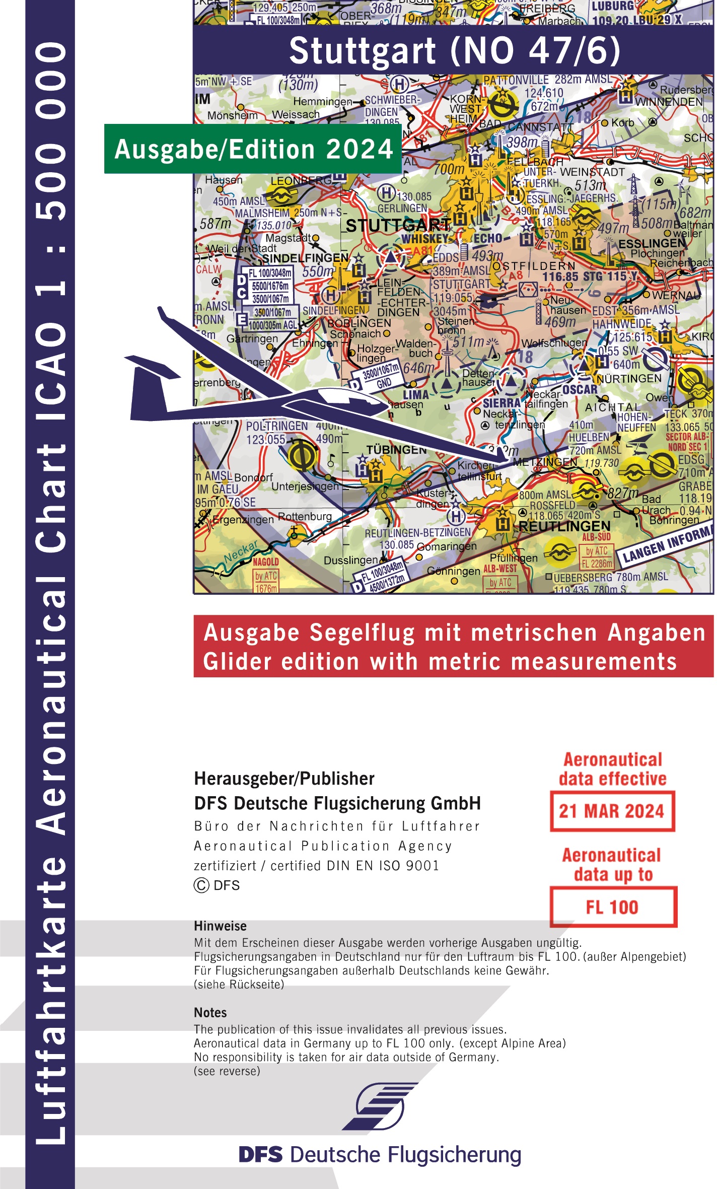  ICAO Glider Chart 1: 500.000, Stuttgart (Edition 2024) 