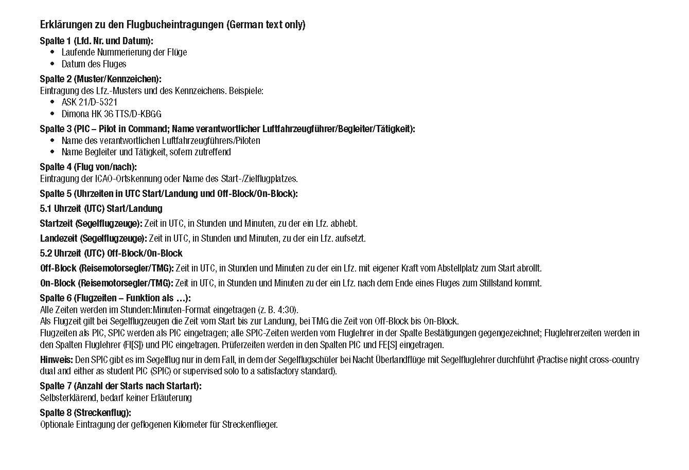 Flugbuch für Segelflieger TMG
