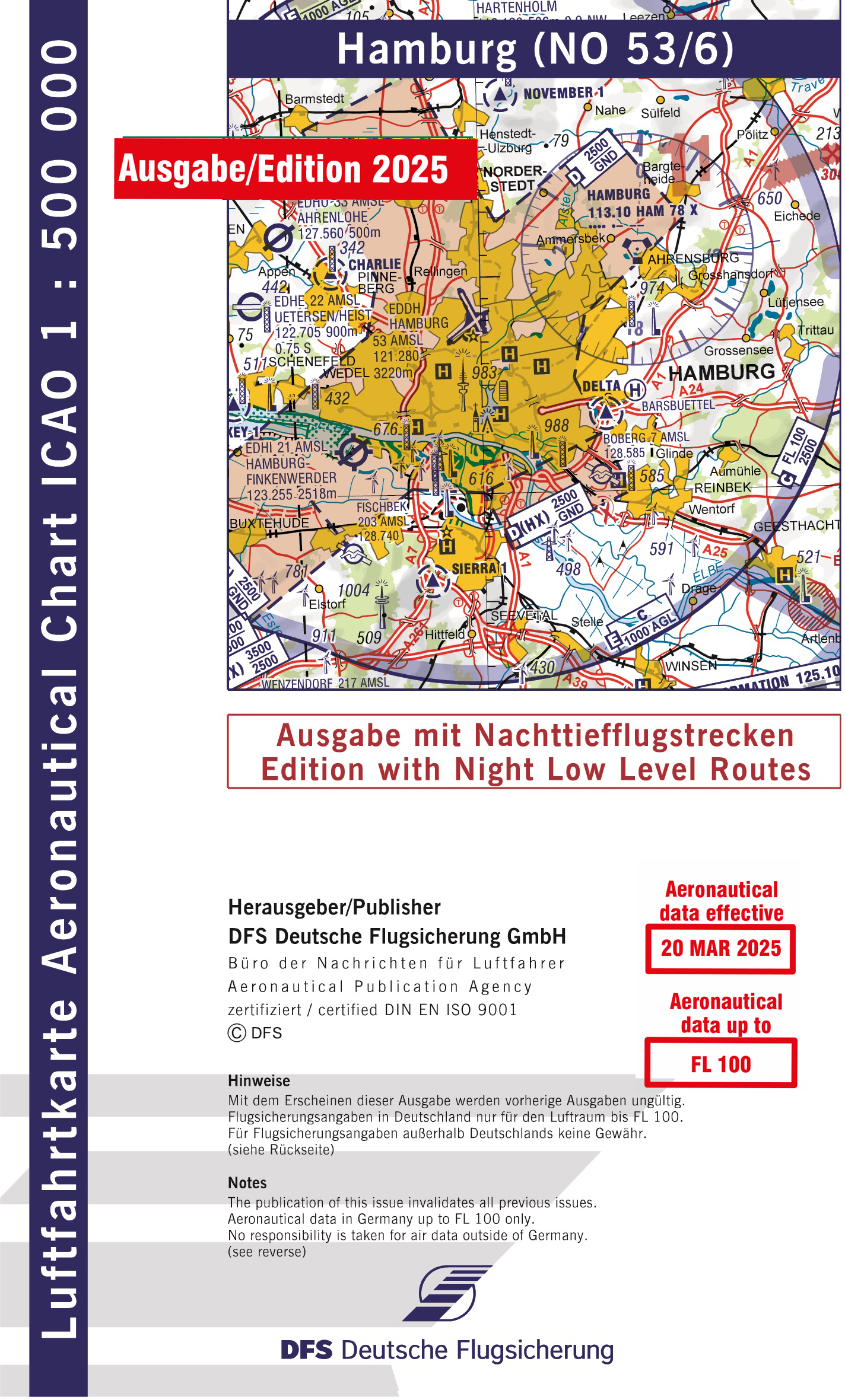 ICAO-Karte, Blatt Hamburg (Ausgabe 2025), Nachttiefflugstrecken 1:500.000