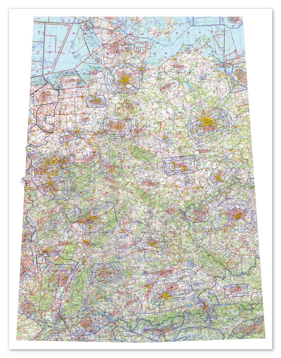 ICAO Wandkarte Deutschland komplett auf Hartschaumplatte (1:500.000)