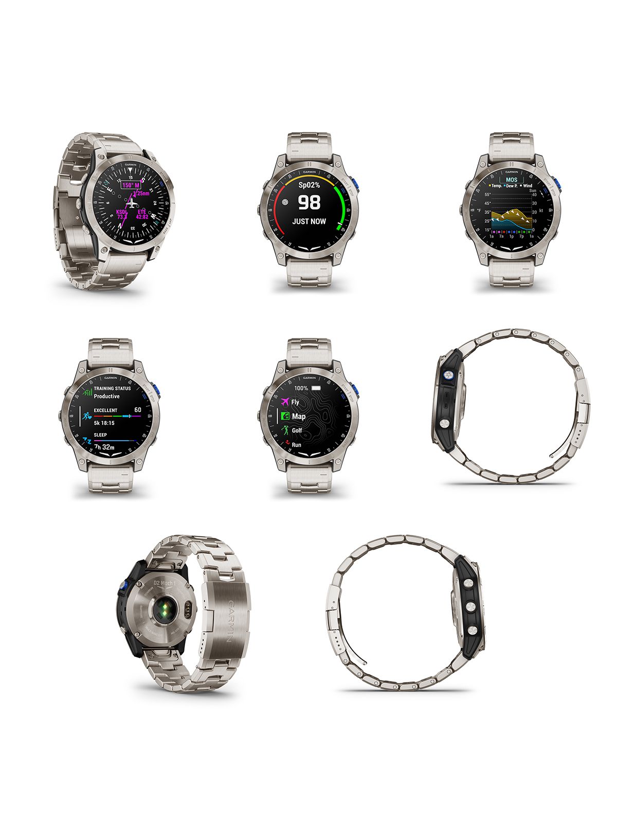 Garmin D2 Mach 1 Aviator Smartwatch - Titan-Armband