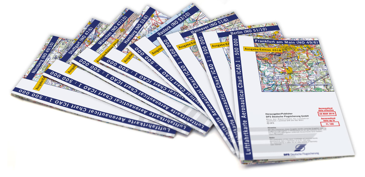 ICAO-Karten-Set Deutschland 1:500.000, Komplettsatz, 8 Blatt (Ausgabe 2018)