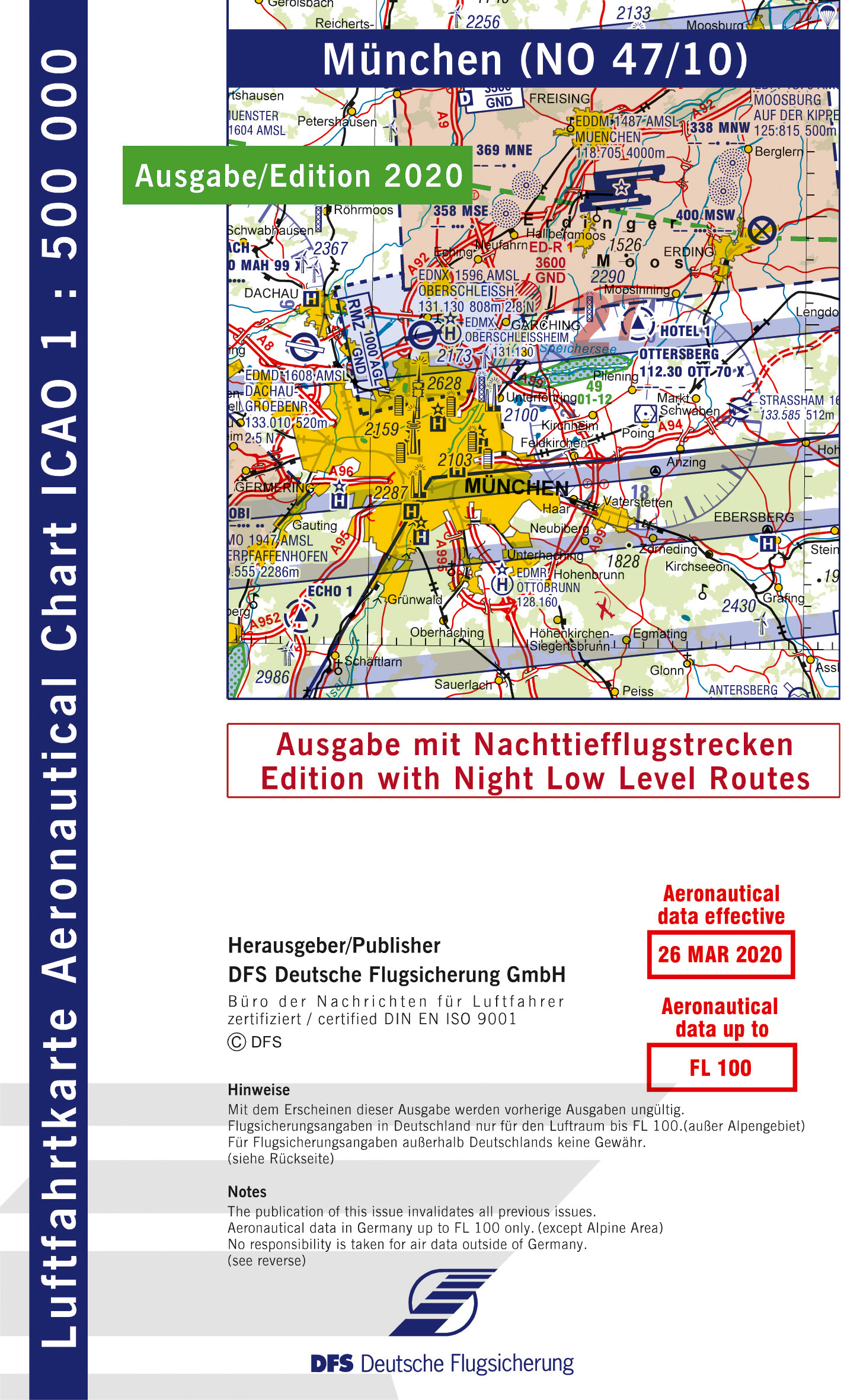ICAO-Karte, Blatt München (Ausgabe 2020), Nachttiefflugstrecken 1:500.000