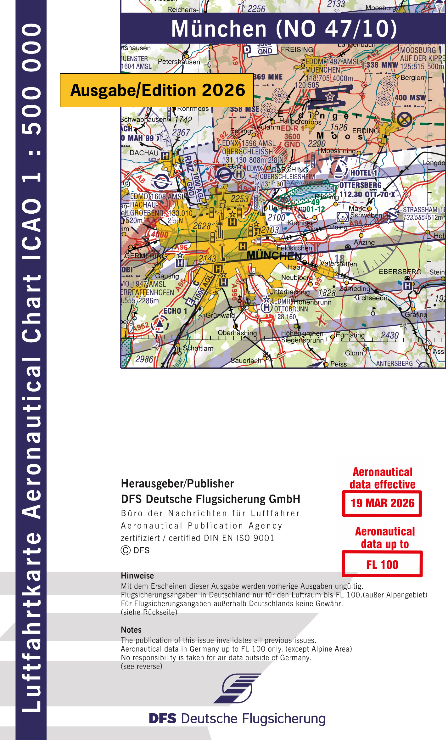 ICAO-Karte (Ausgabe 2026) 1:500.000, Motorflug, plano / Papier Vorbestellung