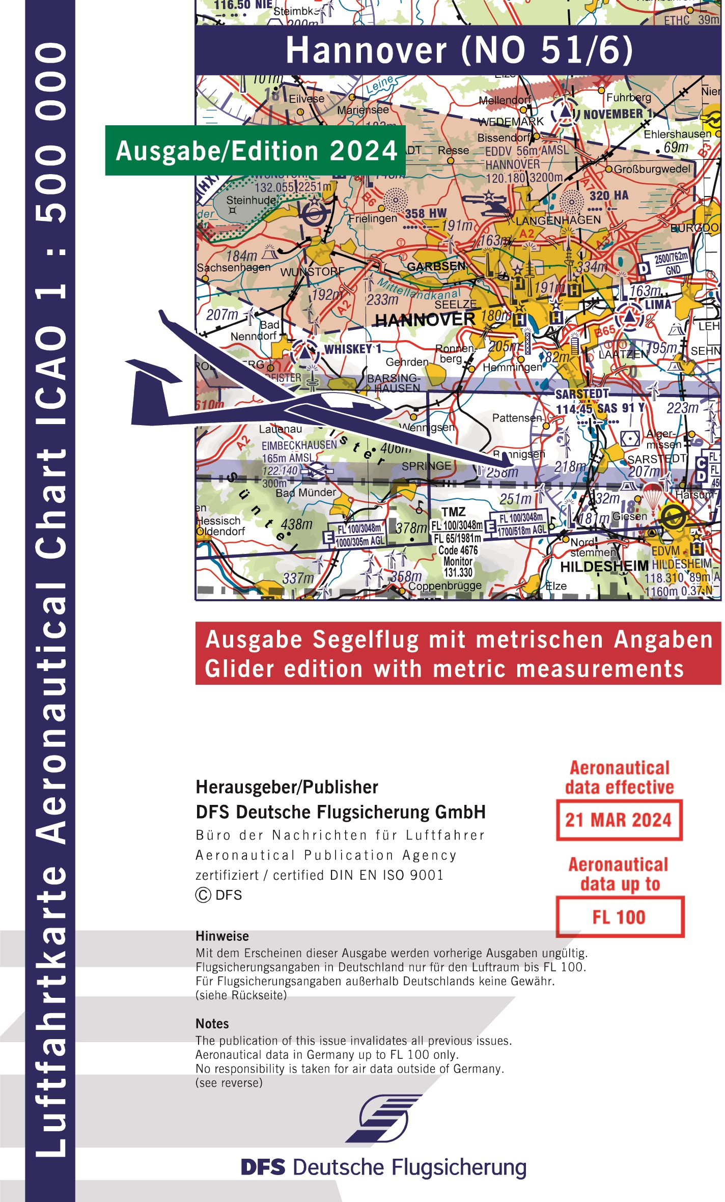 ICAO-Karte, Blatt Hannover (Ausgabe 2024), Segelflug 1:500.000