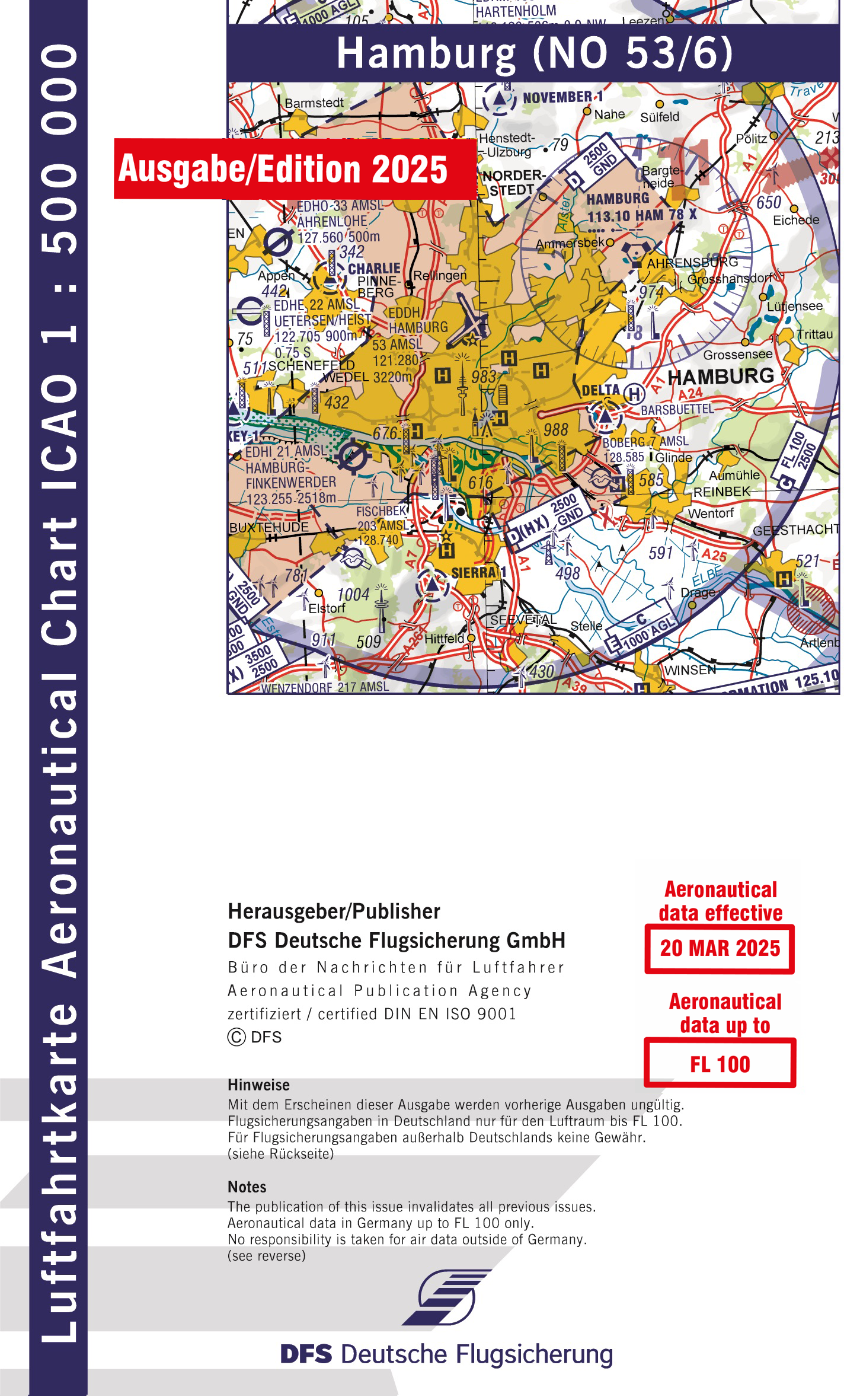 ICAO-Karte, Blatt Hamburg (Ausgabe 2025), Motorflug 1:500.000