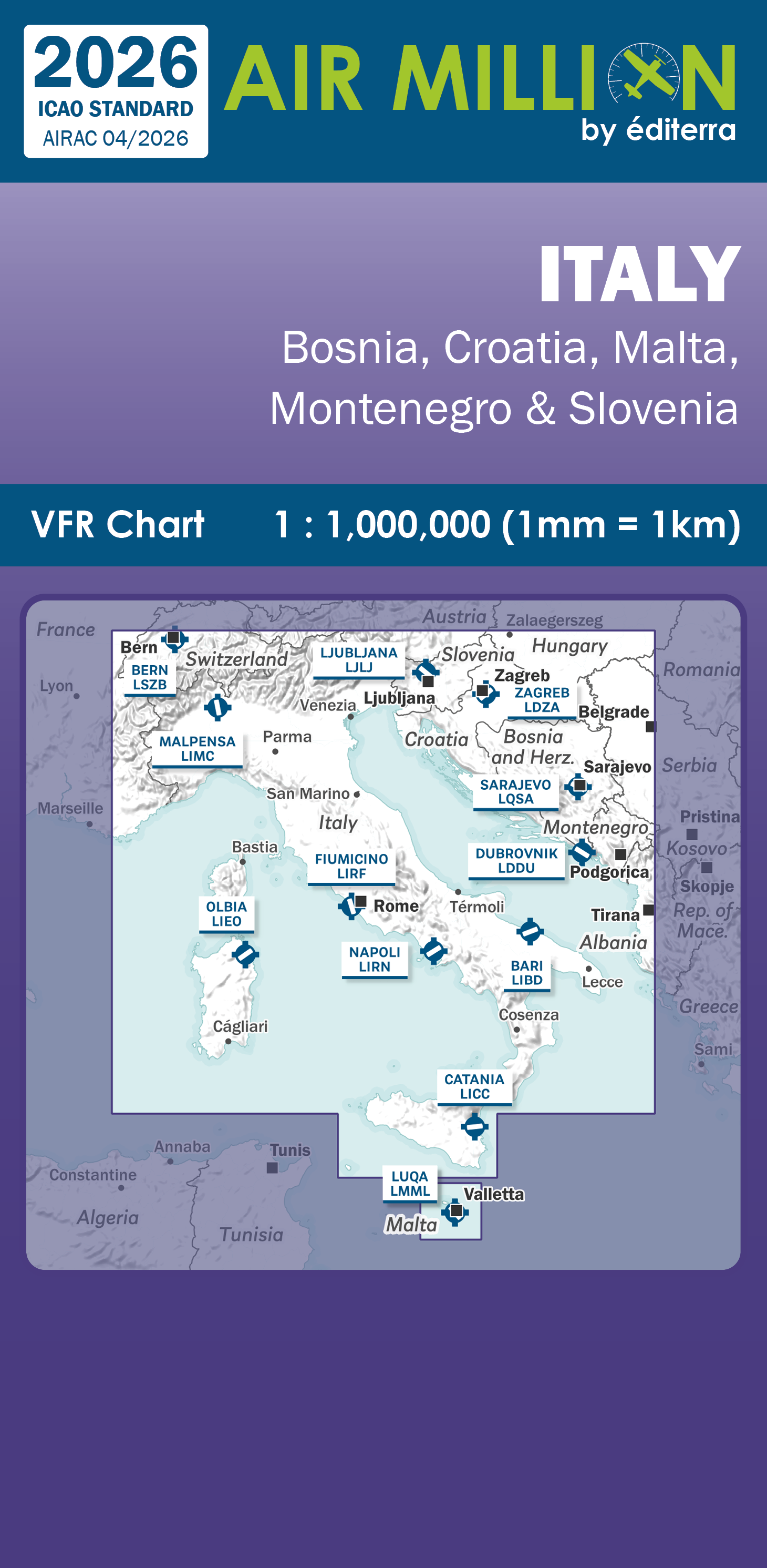 AIR MILLION: VFR-Karte Italy 1:1.000.000 (Edition 2026) 