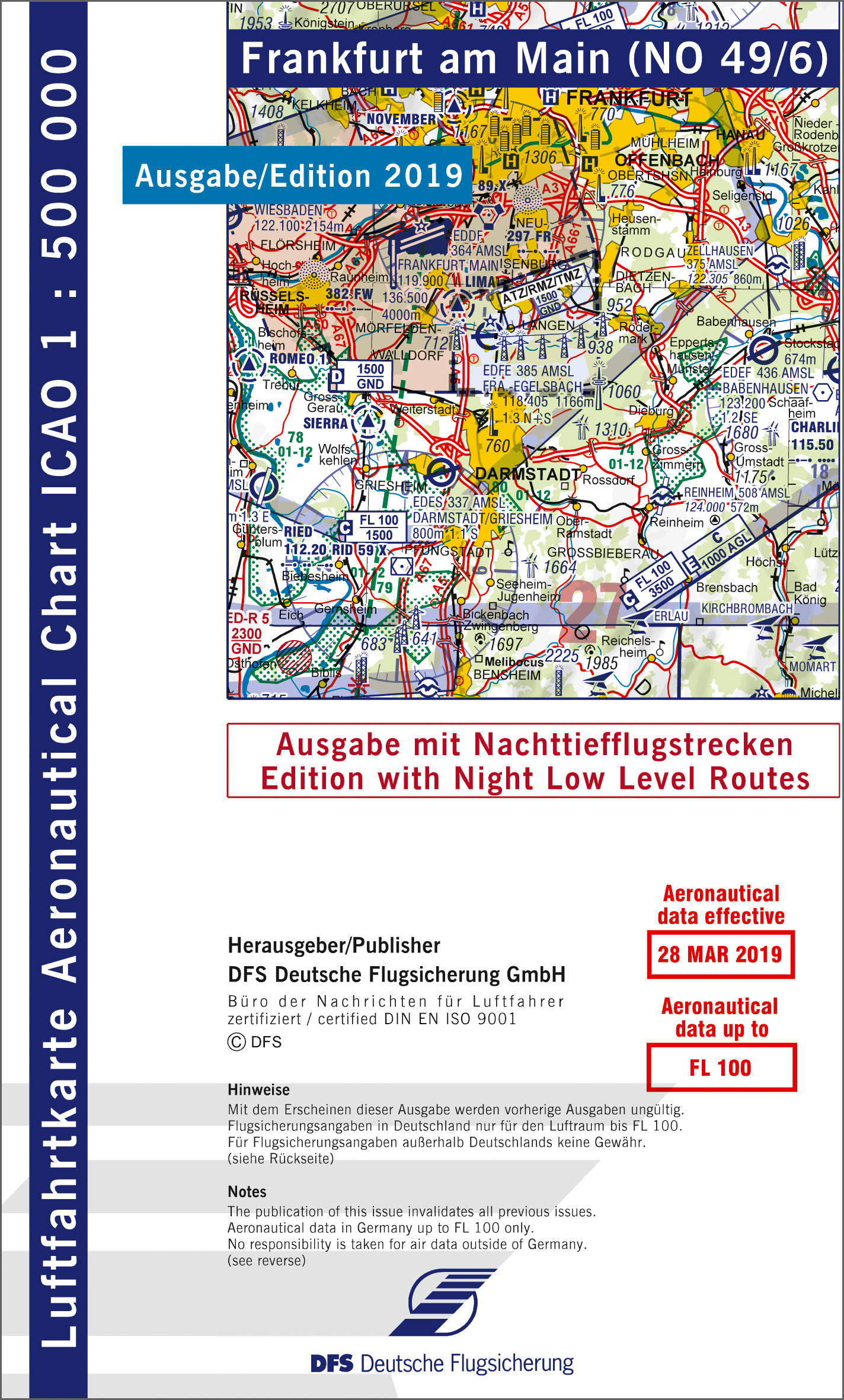 ICAO-Karte, Blatt Frankfurt (Ausgabe 2019), Nachttiefflugstrecken 1:500.000