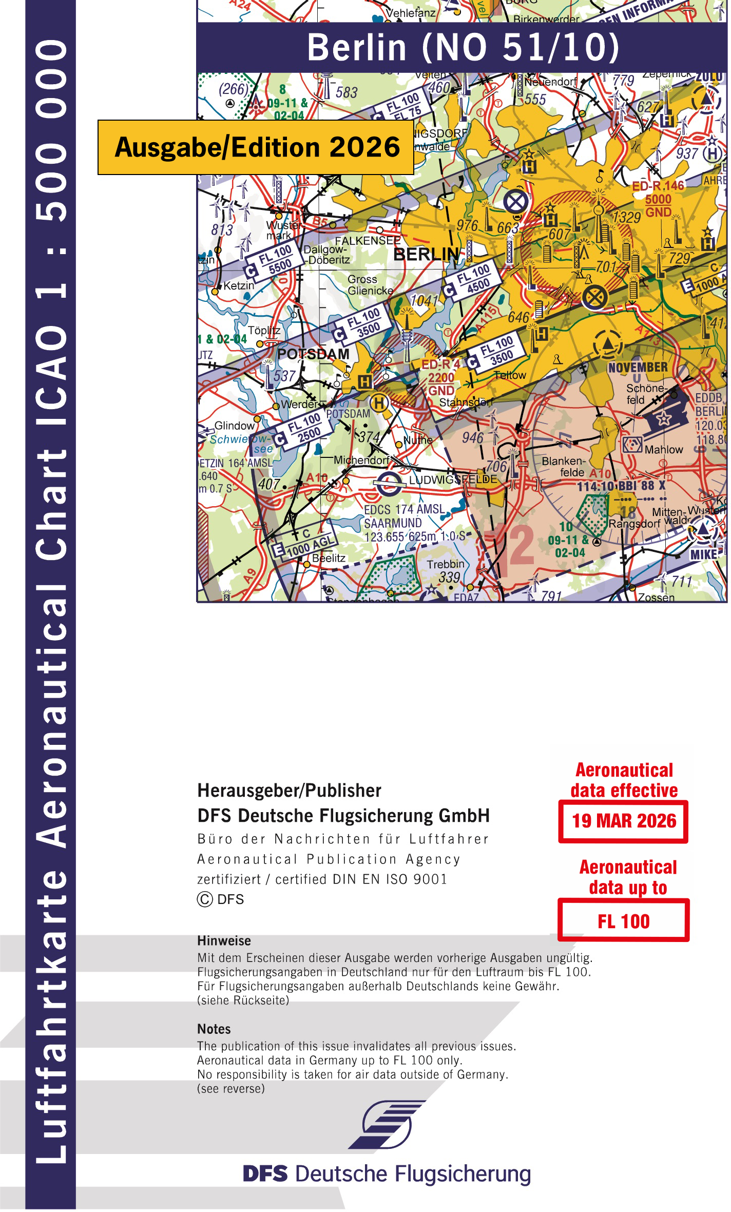 ICAO-Karte (Ausgabe 2026) 1:500.000, Motorflug, plano / Papier mit Folie Vorbestellung