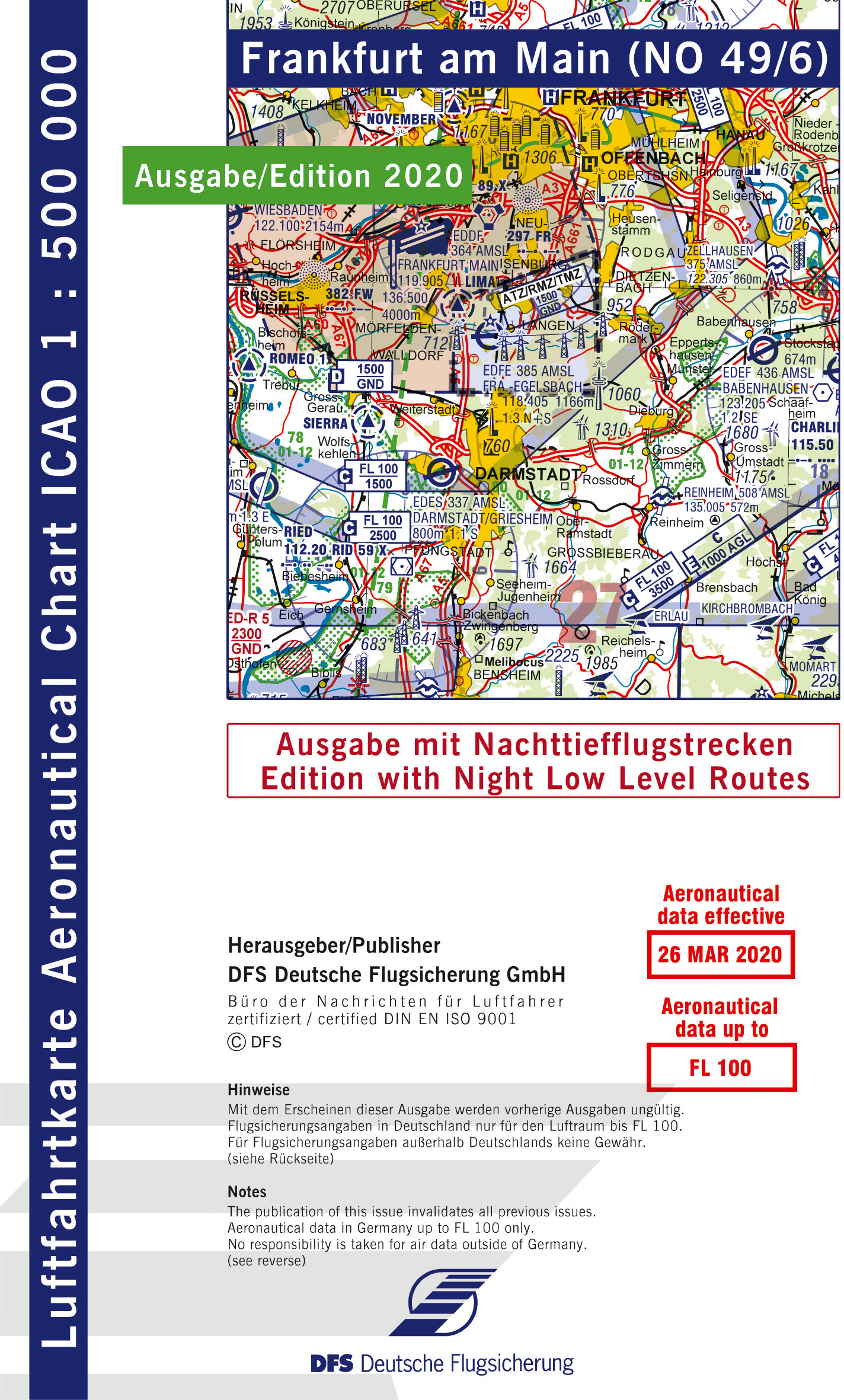 ICAO-Chart 1: 500.000, Frankfurt with Night Low Level Routes (Edition 2020) (preorder) 