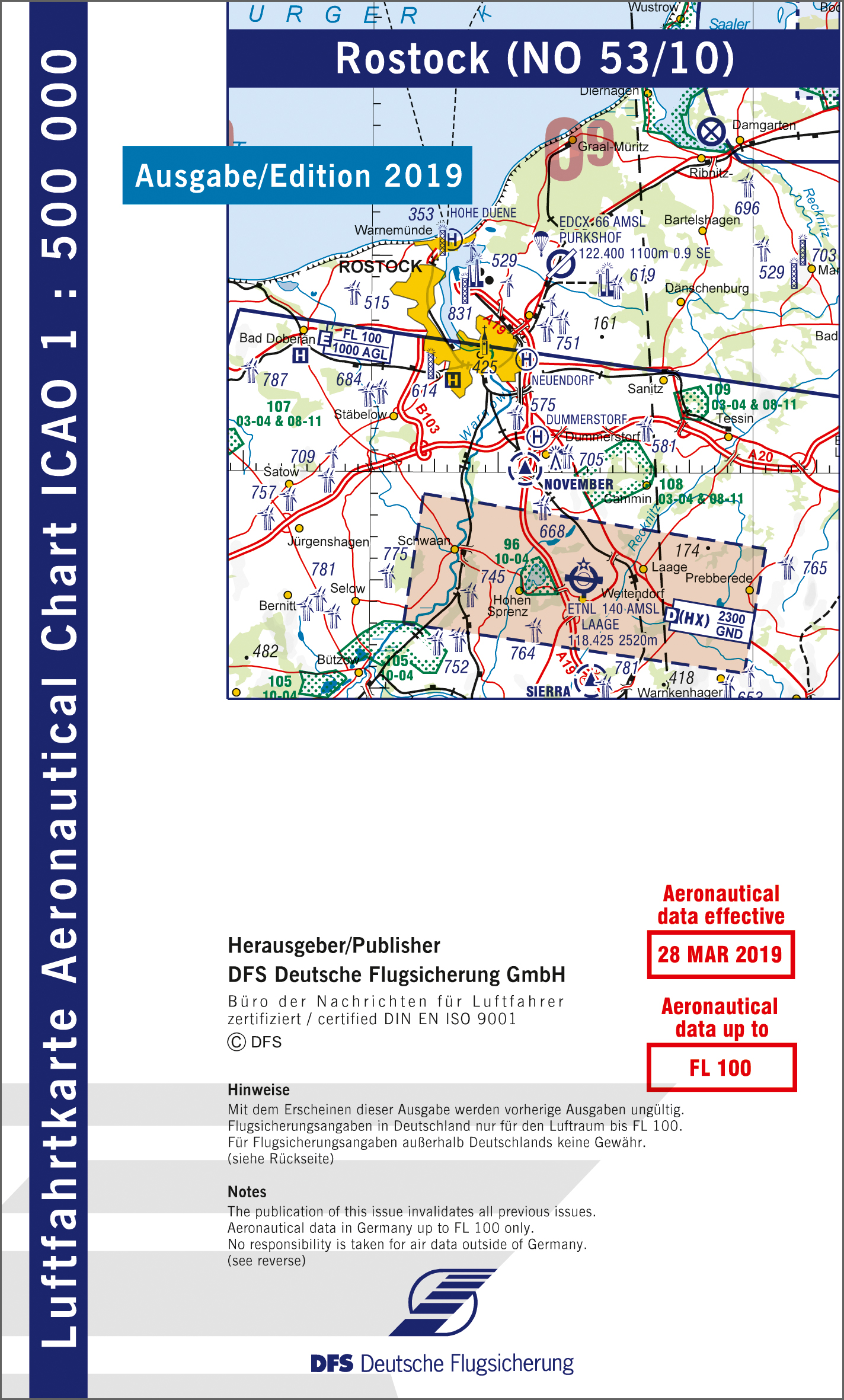 Aeronautical Chart ICAO 1: 500.000, Rostock (Edition 2019)