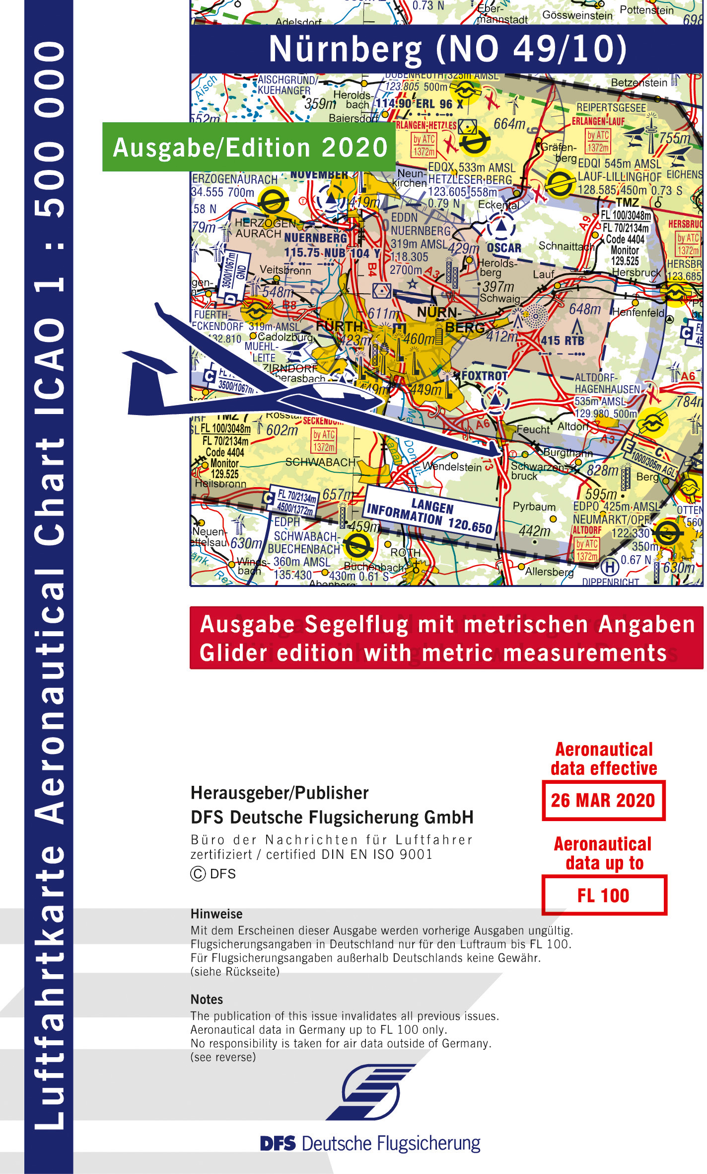 ICAO-Karte, Blatt Nürnberg (Ausgabe 2020), Segelflug 1:500.000