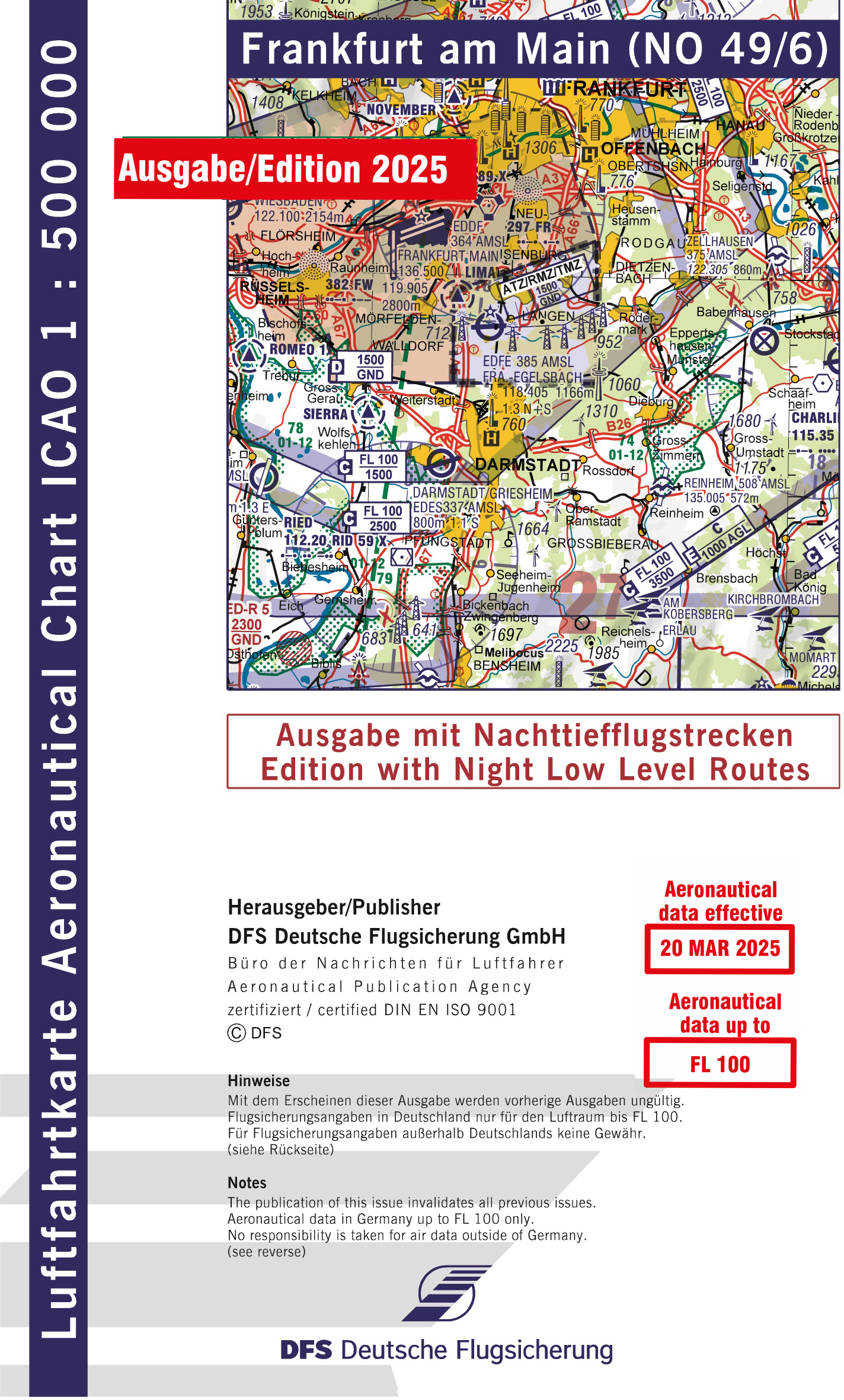 ICAO-Karte, Blatt Frankfurt (Ausgabe 2025), Nachttiefflugstrecken 1:500.000