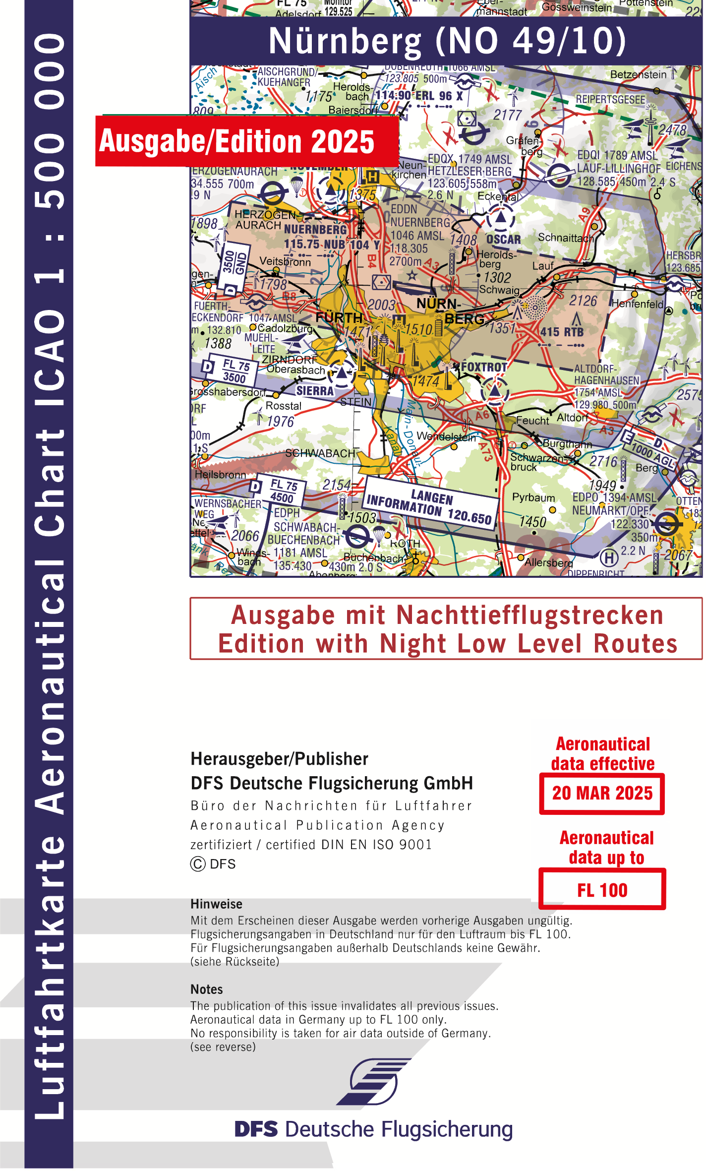 ICAO-Karte, Blatt Nürnberg (Ausgabe 2025), Nachttiefflugstrecken 1:500.000