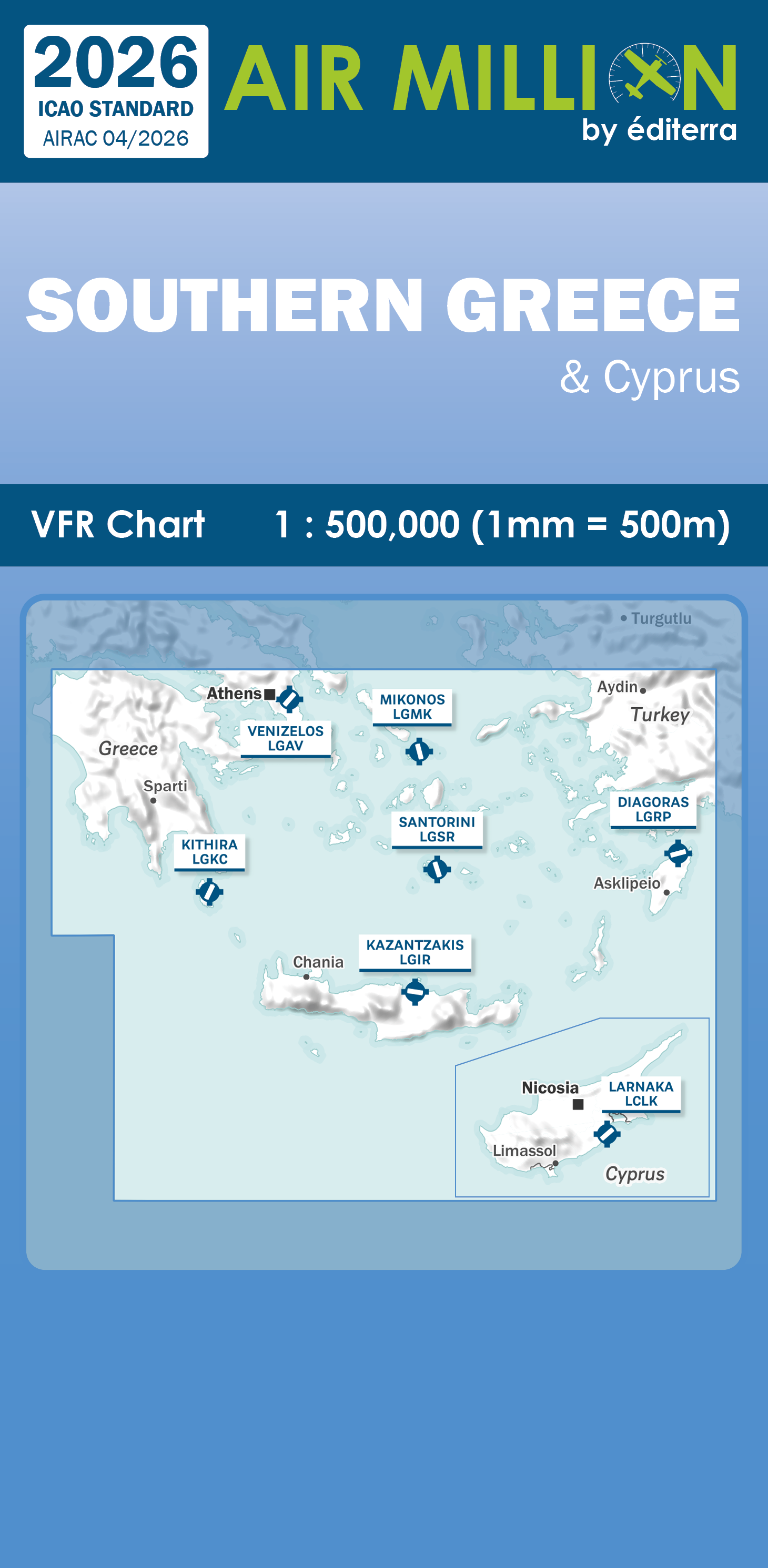 AIR MILLION: VFR-Zoom-Karte Greece / Southern Balkans 1:500.000 (Edition 2026) 