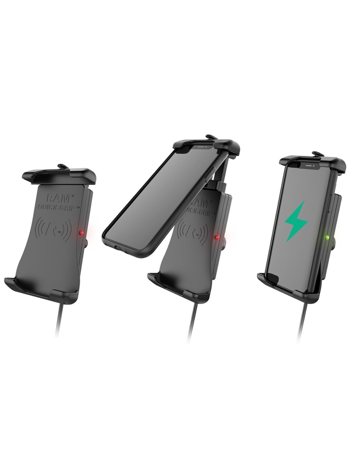 Saugfuss mit Quick-Grip Halteschale mit Ladefunktion für Smartphones (RAM-B-166-UN14W)