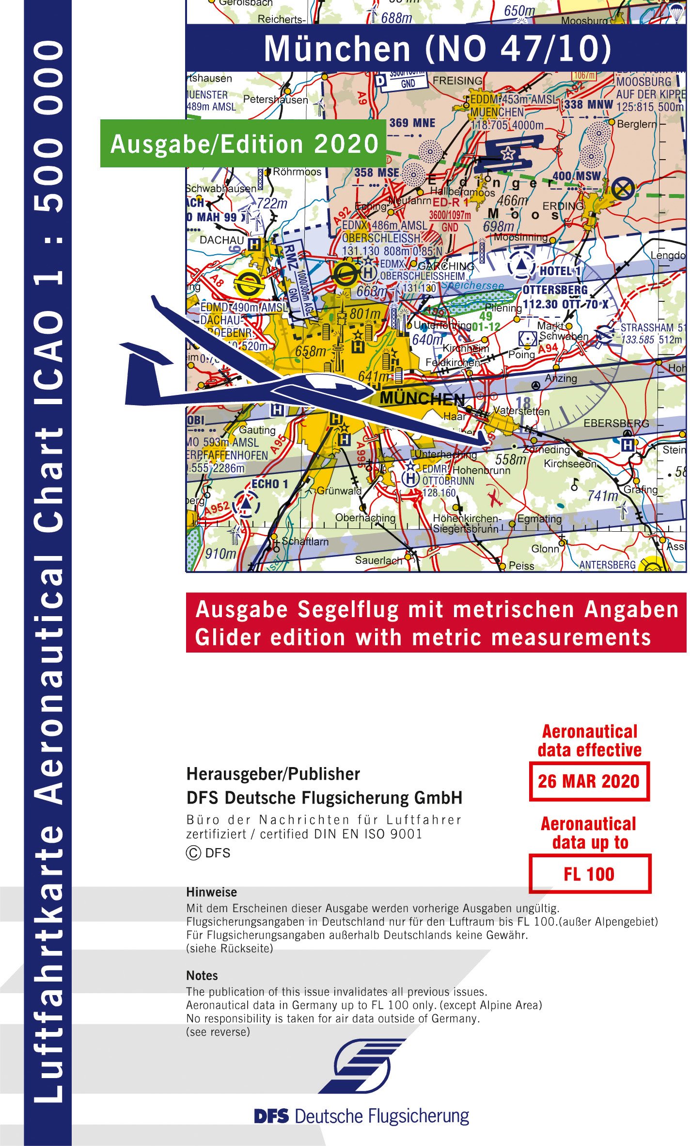 ICAO-Karte, Blatt München (Ausgabe 2020), Segelflug 1:500.000