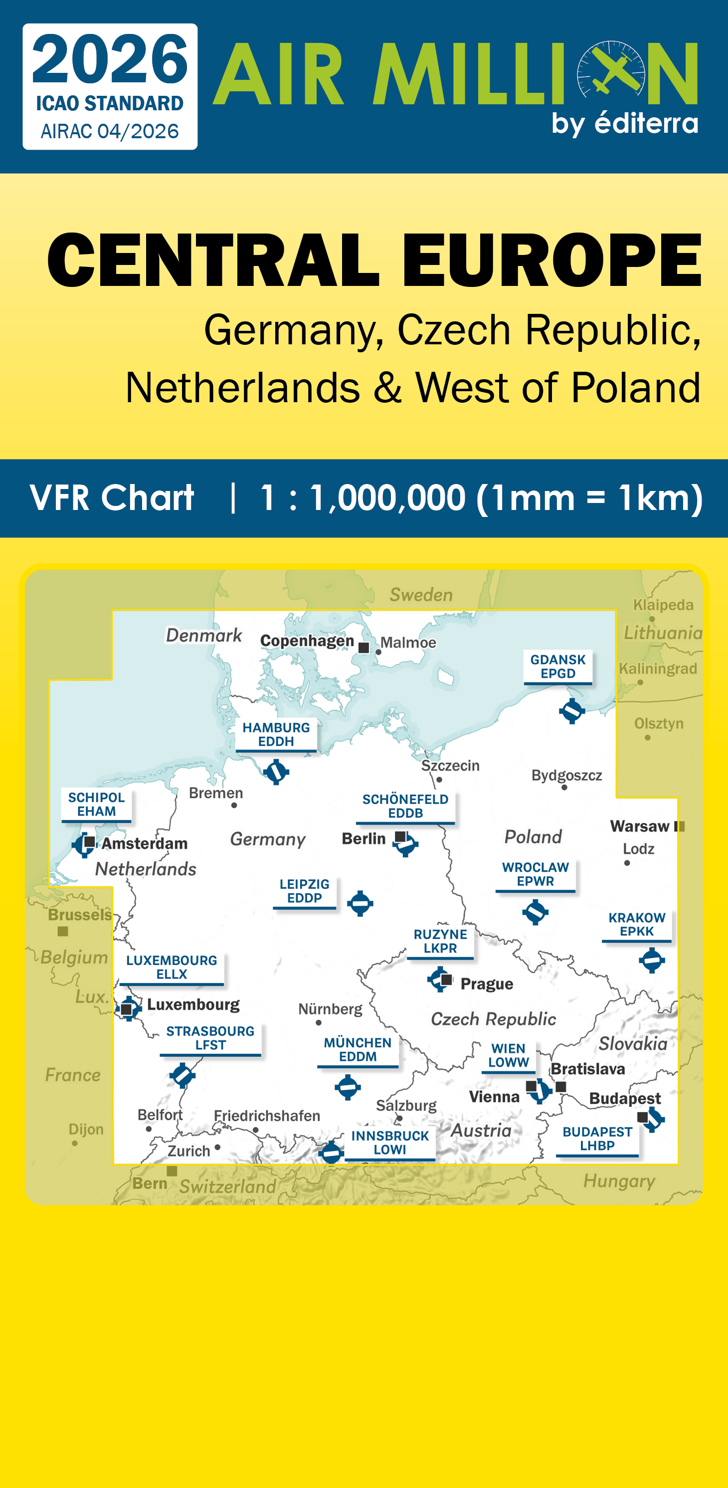 AIR MILLION: VFR-Karte Central Europe 1:1.000.000 (Edition 2026) Vorbestellung