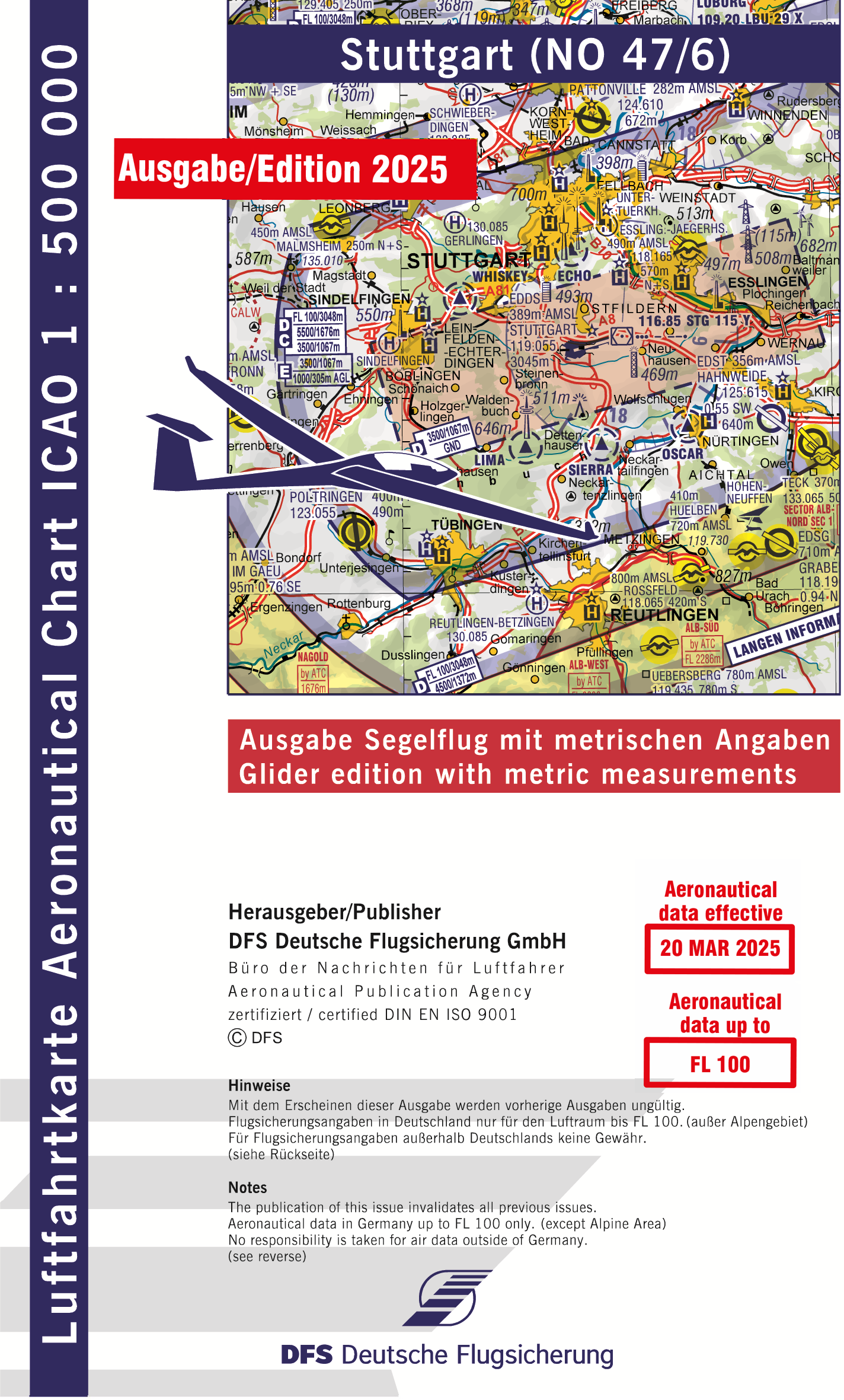 ICAO-Karte, Blatt Stuttgart (Ausgabe 2025), Segelflug 1:500.000