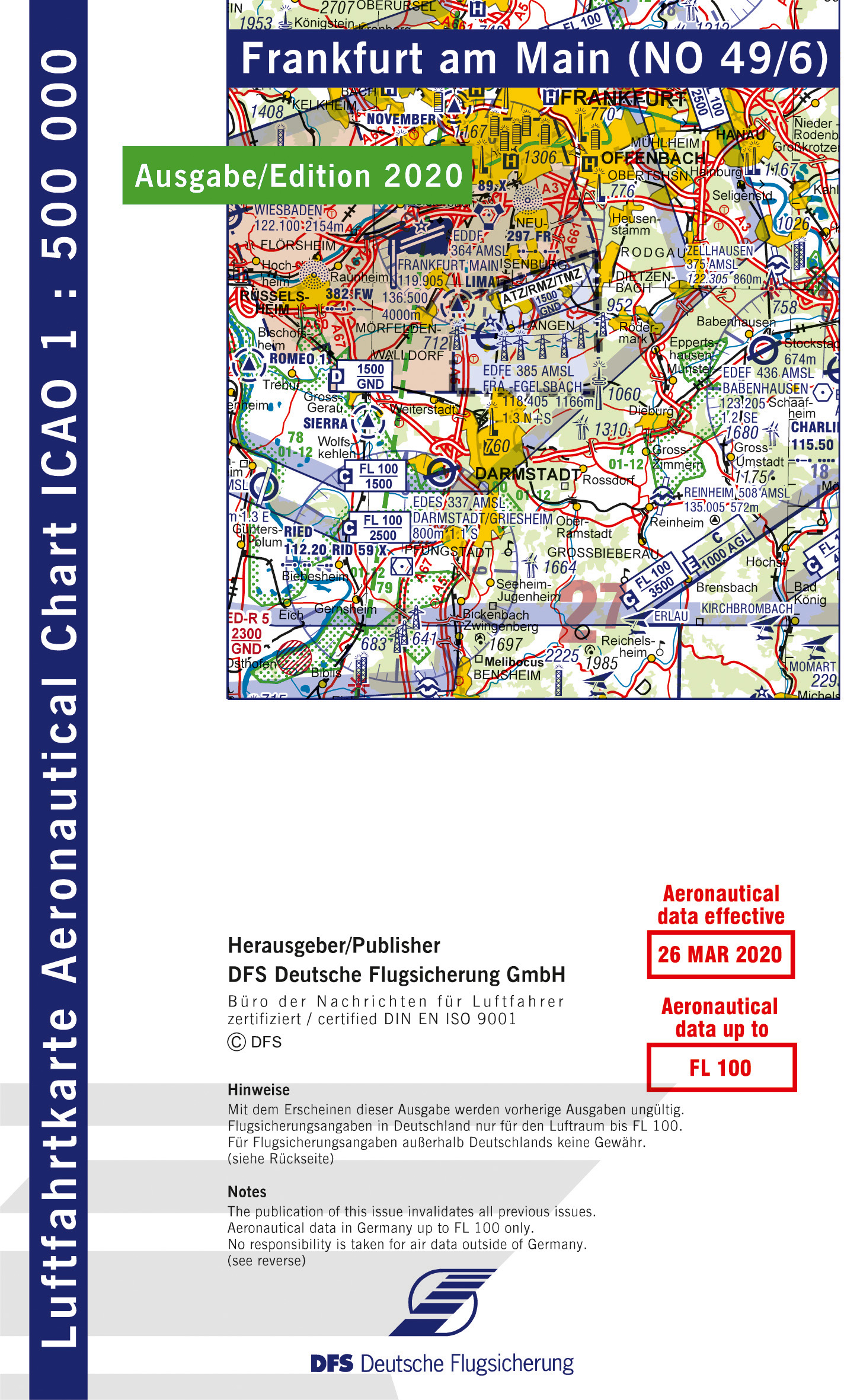 ICAO-Karte, Blatt Frankfurt (Ausgabe 2020), Motorflug 1:500.000