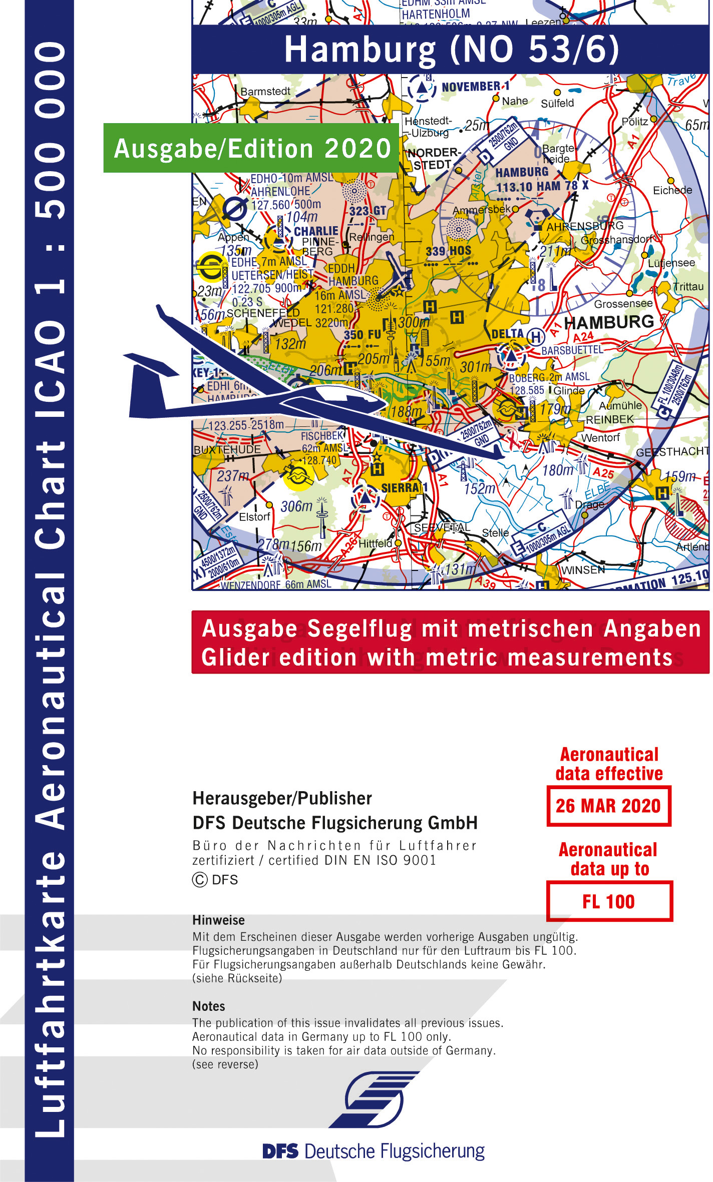 ICAO-Karte, Blatt Hamburg (Ausgabe 2020), Segelflug 1:500.000