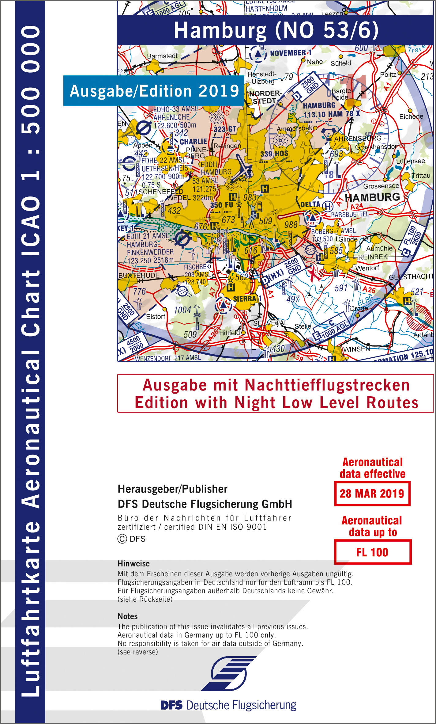 ICAO-Karte, Blatt Hamburg (Ausgabe 2019), Nachttiefflugstrecken 1:500.000