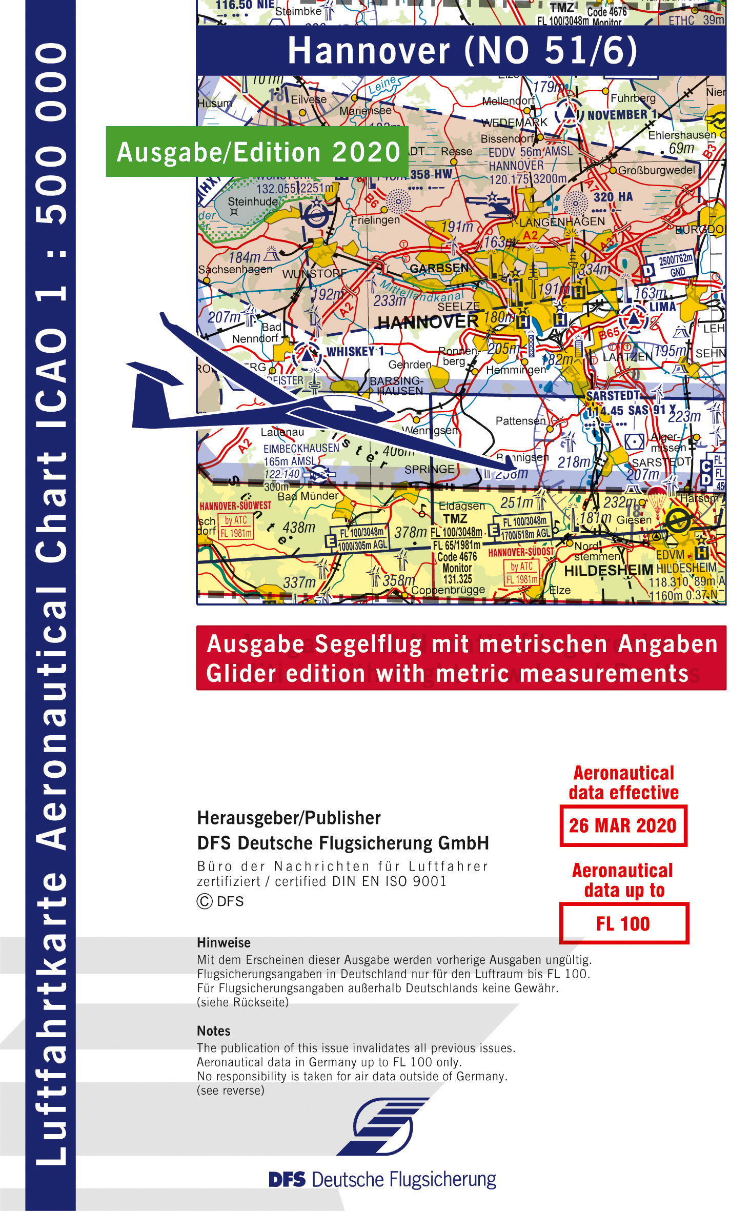 ICAO-Karte, Blatt Hannover (Ausgabe 2020), Segelflug 1:500.000