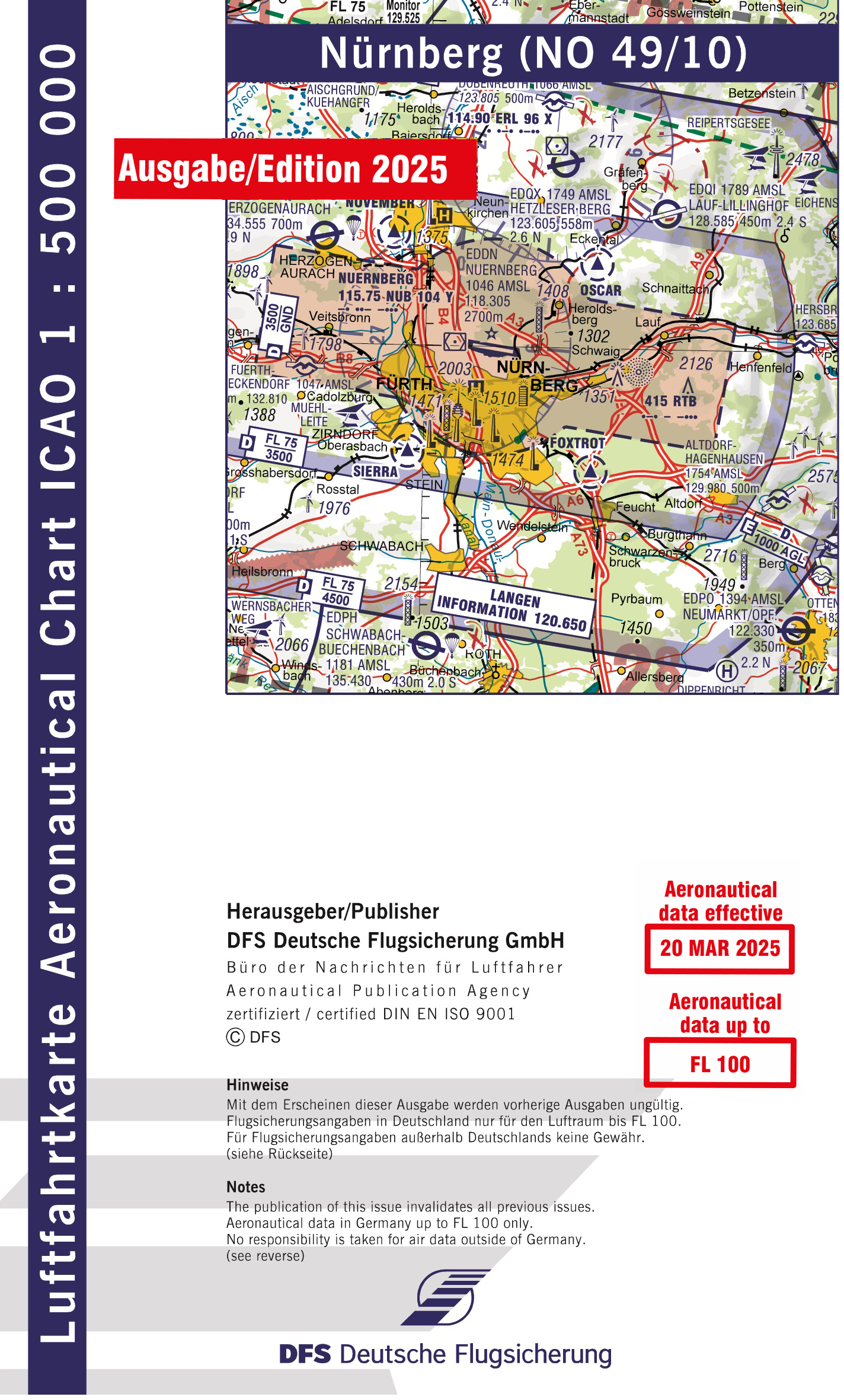 ICAO-Karte, Blatt Nürnberg (Ausgabe 2025), Motorflug 1:500.000