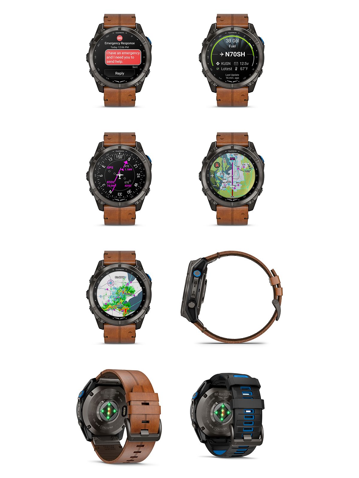 Garmin D2 Mach 1 Aviator Smartwatch - Leather Band (brown)