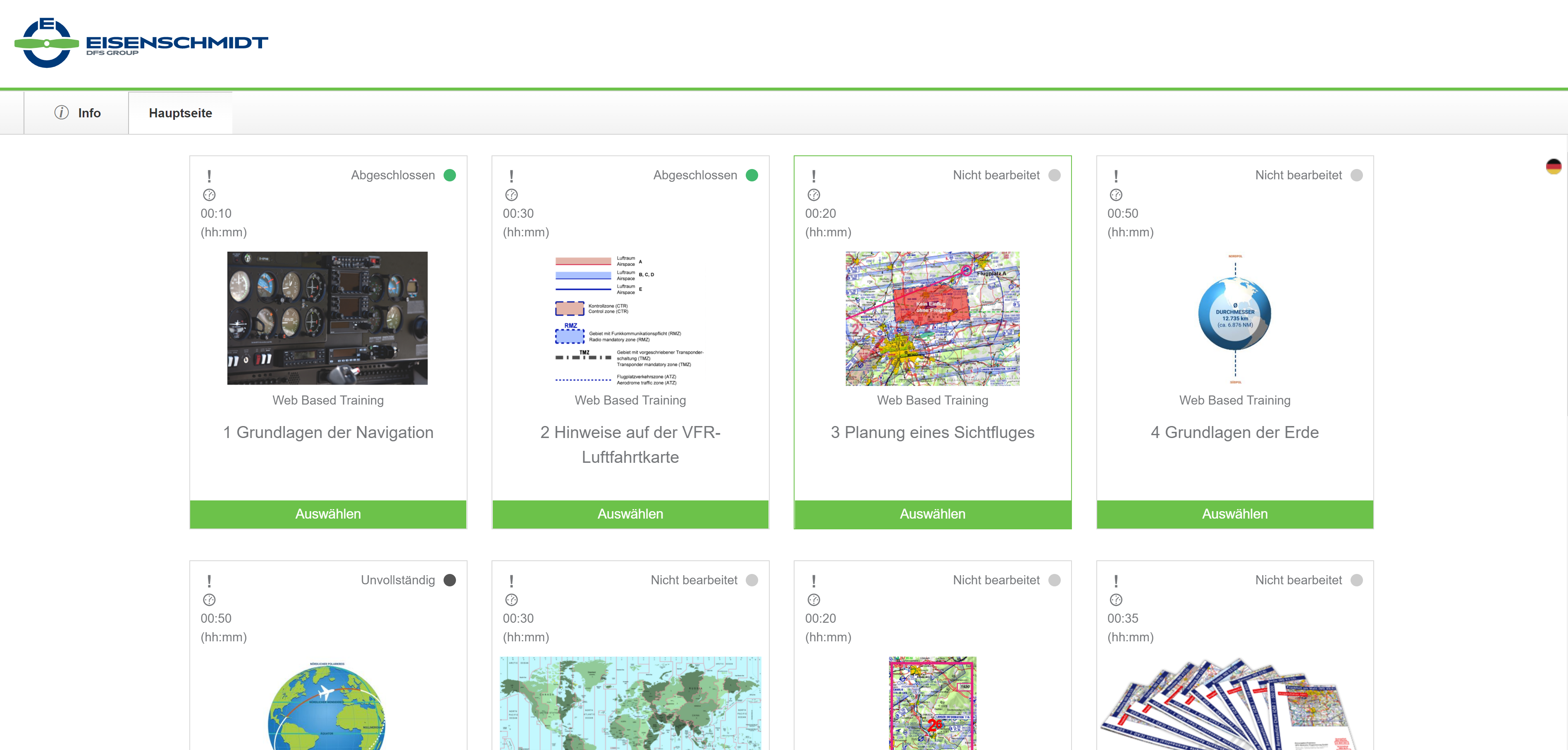 E-Learning Auffrischungskurs: Allgemeine Navigation