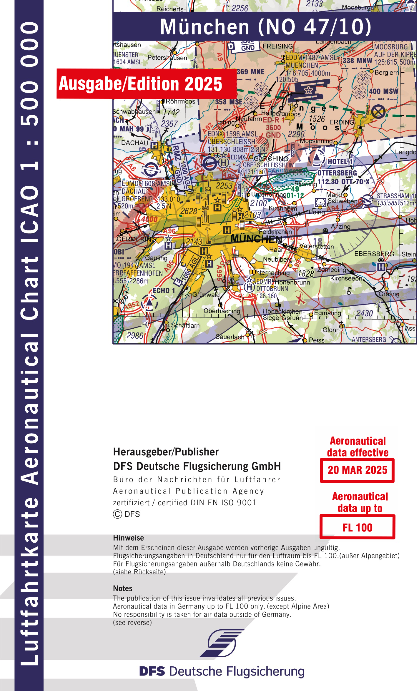 ICAO-Karte, Blatt München (Ausgabe 2025), Motorflug 1:500.000