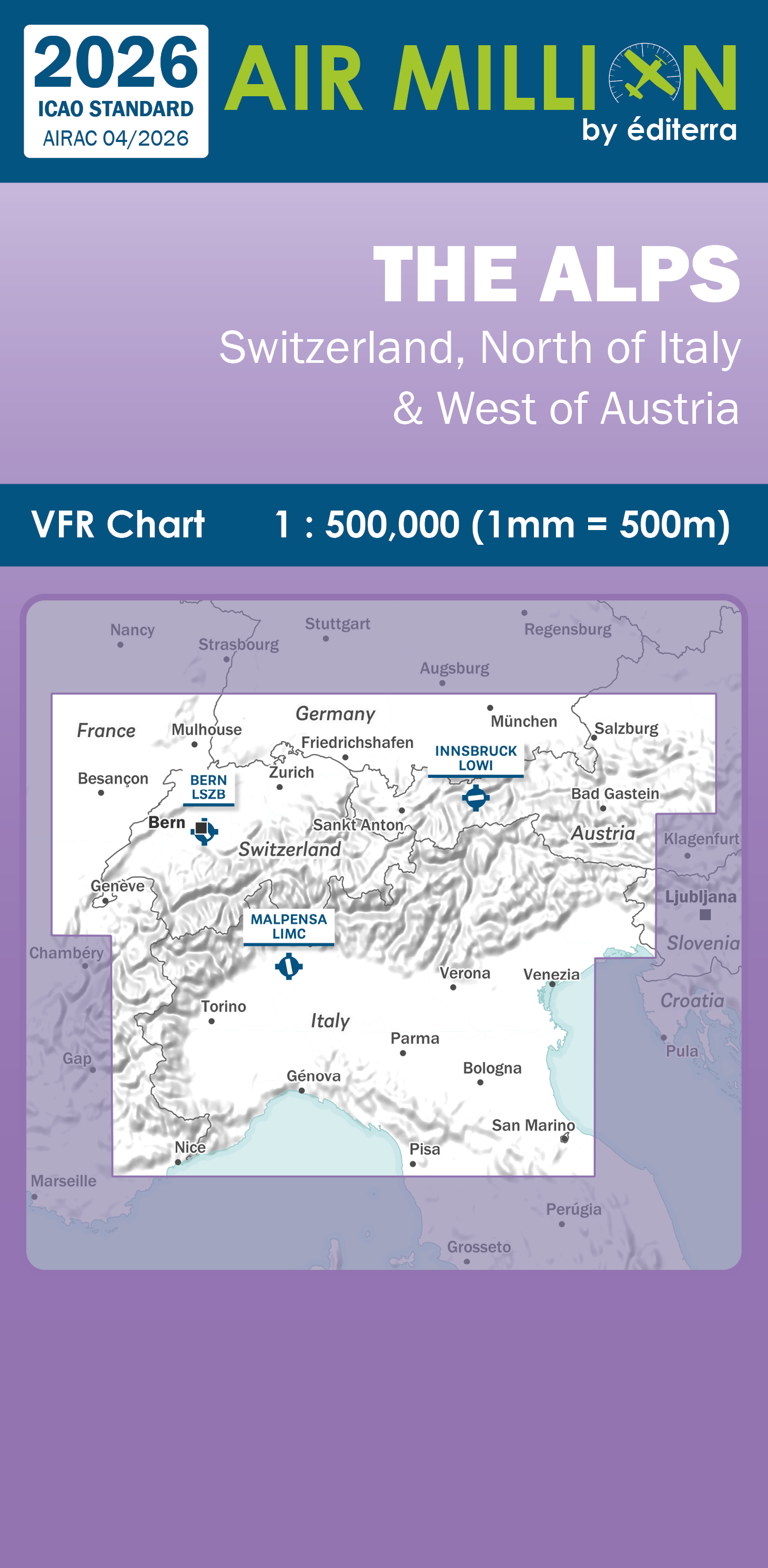 AIR MILLION: VFR-Zoom-Karte The Alps 1:500.000 (Edition 2026) 