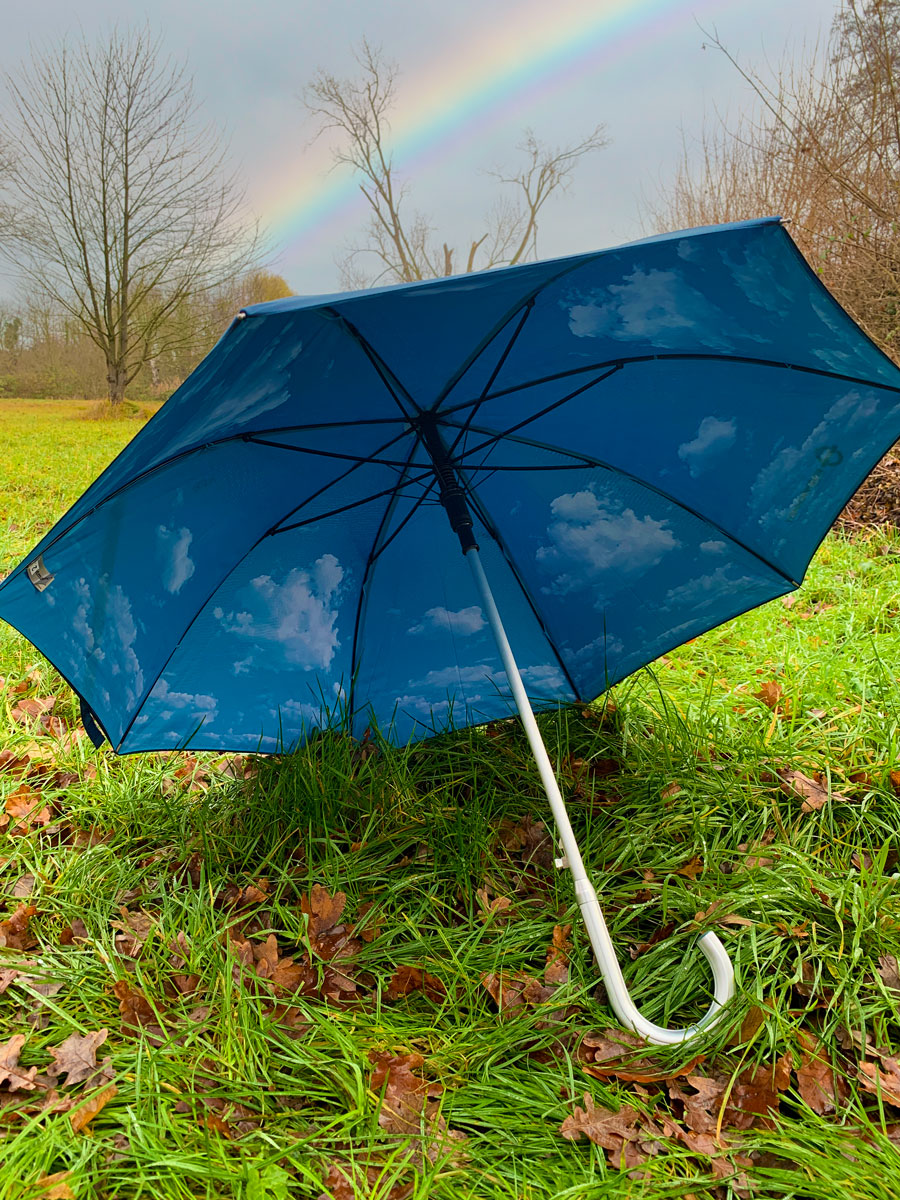 Regenschirm mit Wolkenmotiv