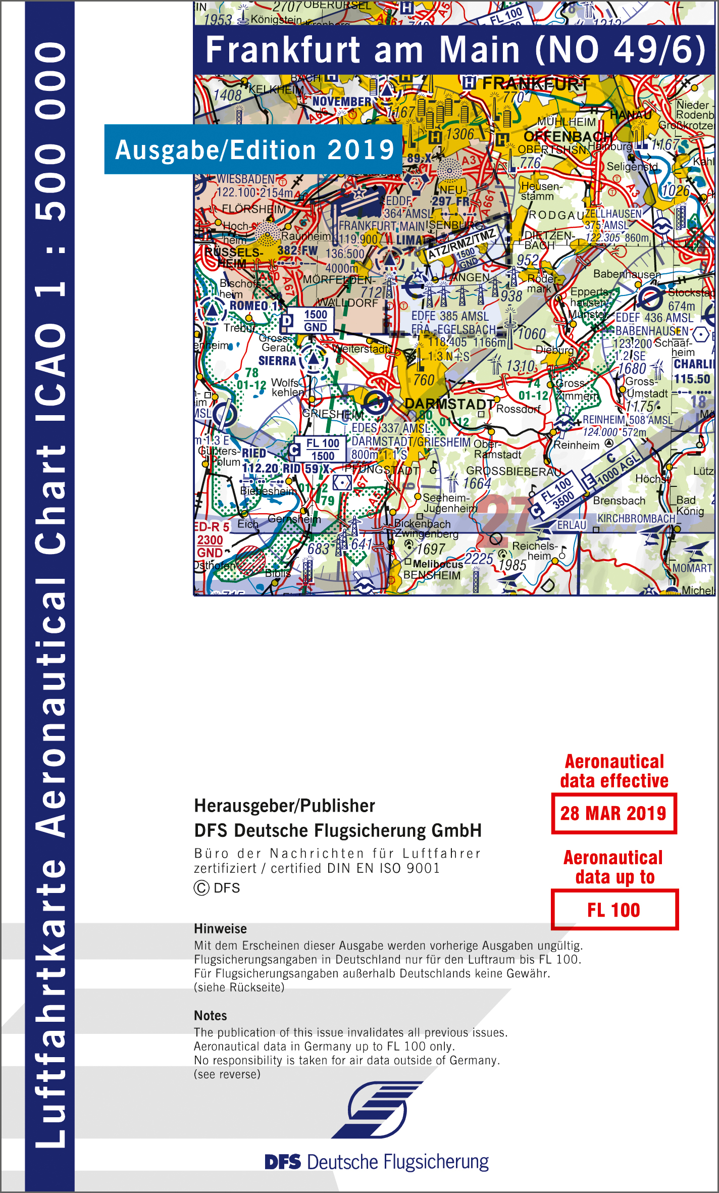 ICAO-Karte, Blatt Frankfurt (Ausgabe 2019), Motorflug 1:500.000