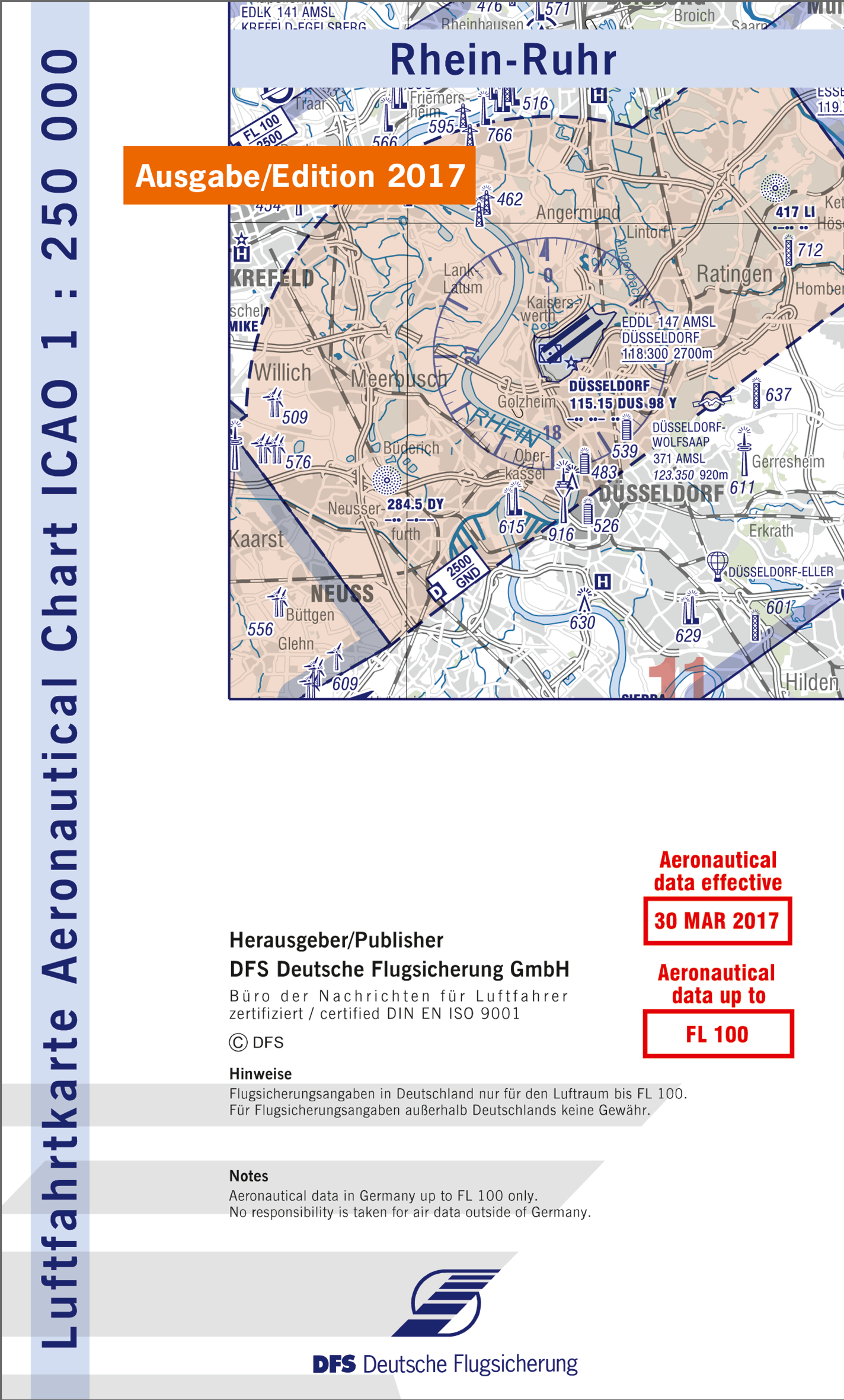 ICAO-Karte, Blatt Rhein-Ruhr (Ausgabe 2017), Motorflug 1:250.000