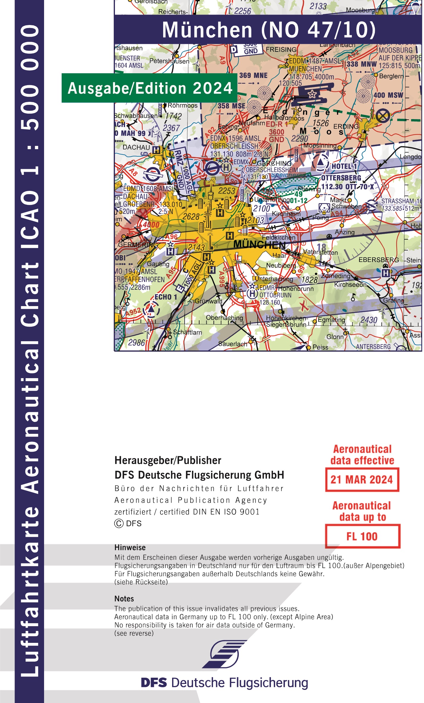 ICAO-Karte, Blatt München (Ausgabe 2024), Motorflug 1:500.000